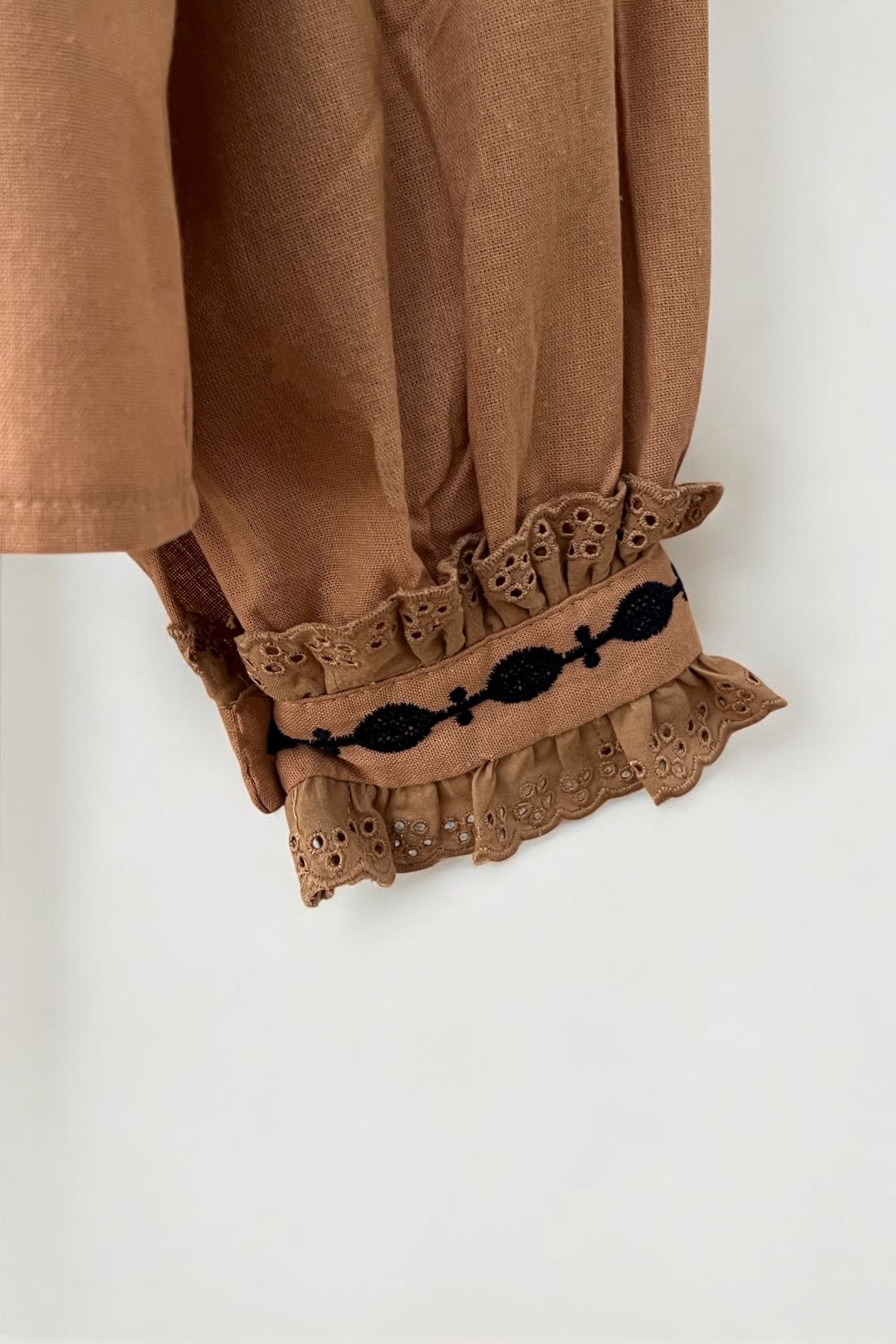 İşlemeli gömlek - brown-navy