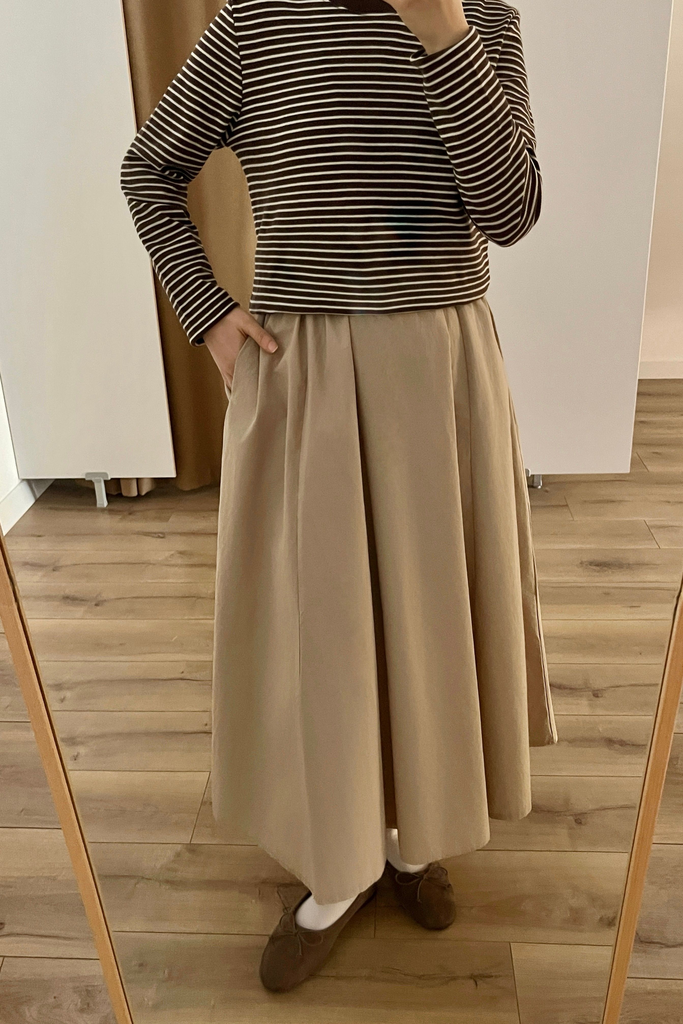 Yumuşak pamuklu etek  - warm beige