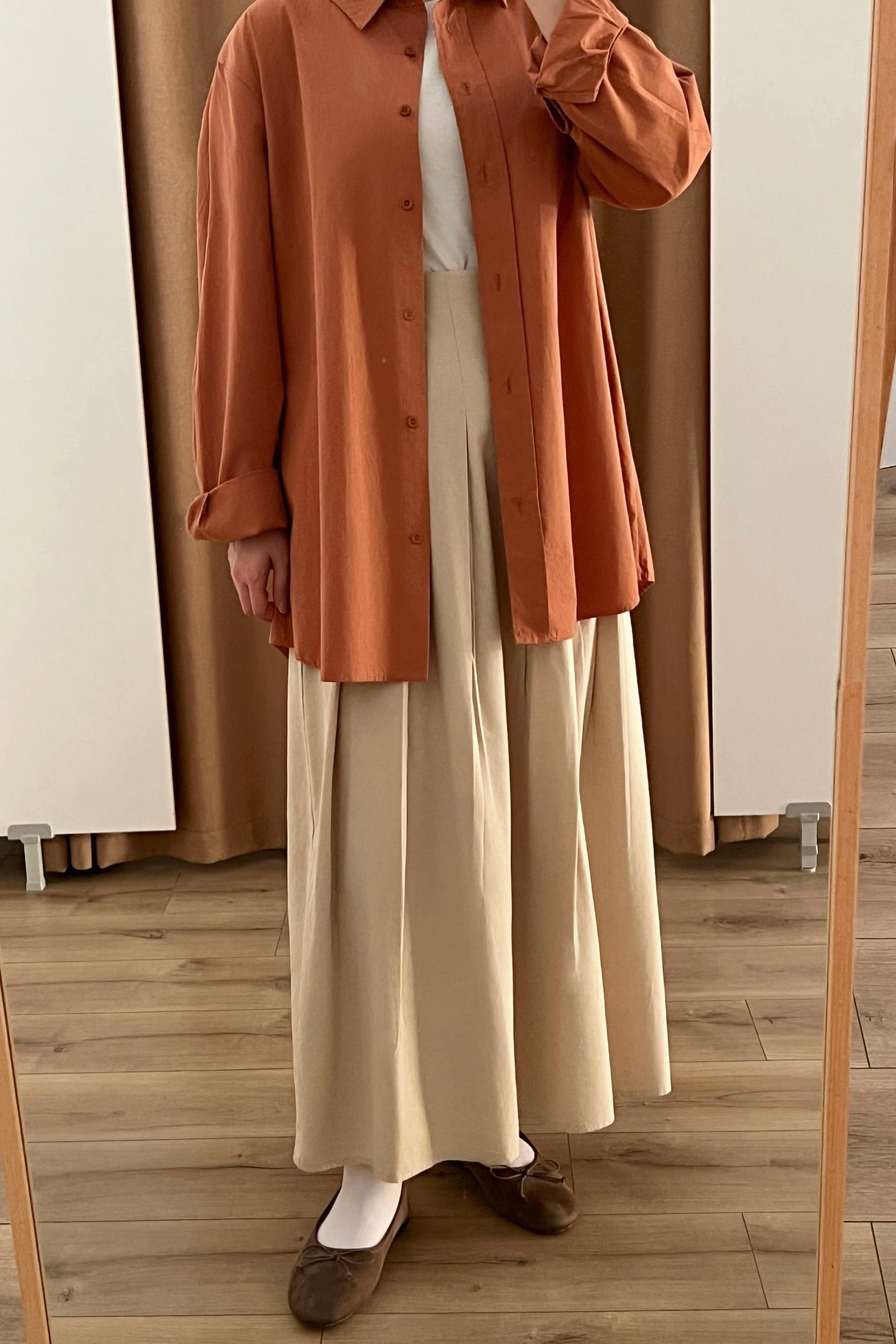 %100 pamuklu poplin gömlek  - brunt orange
