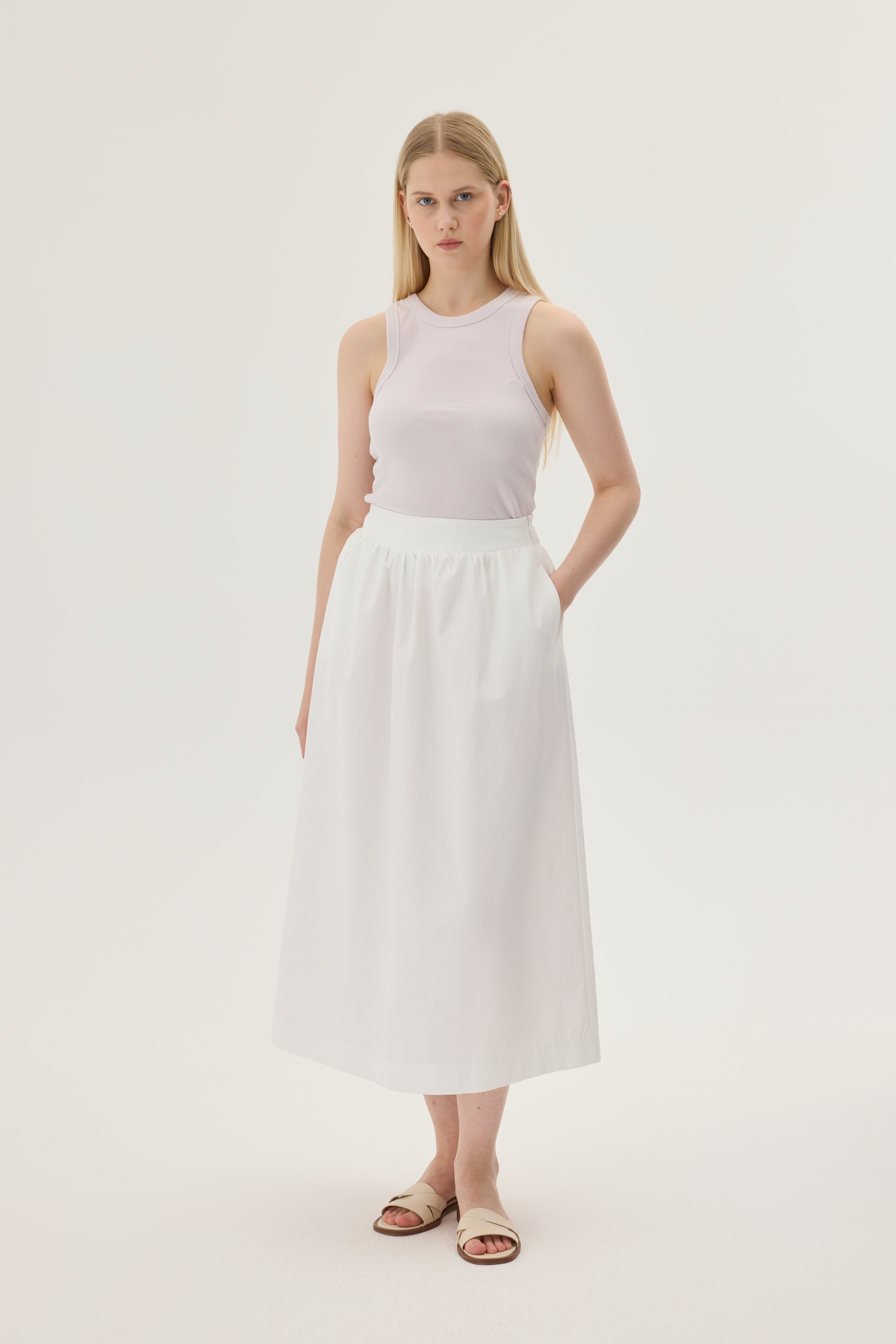 Poplin Etek - off–white