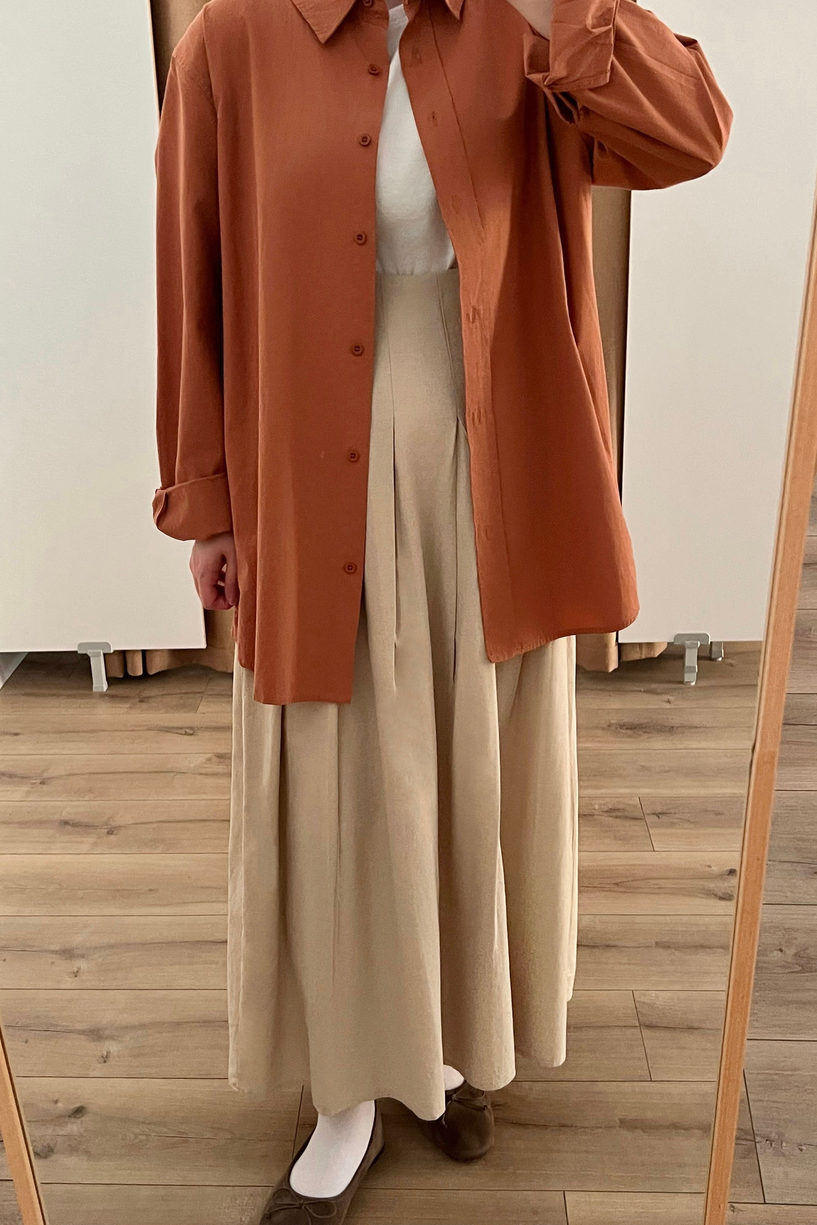 %100 pamuklu poplin gömlek  - brunt orange