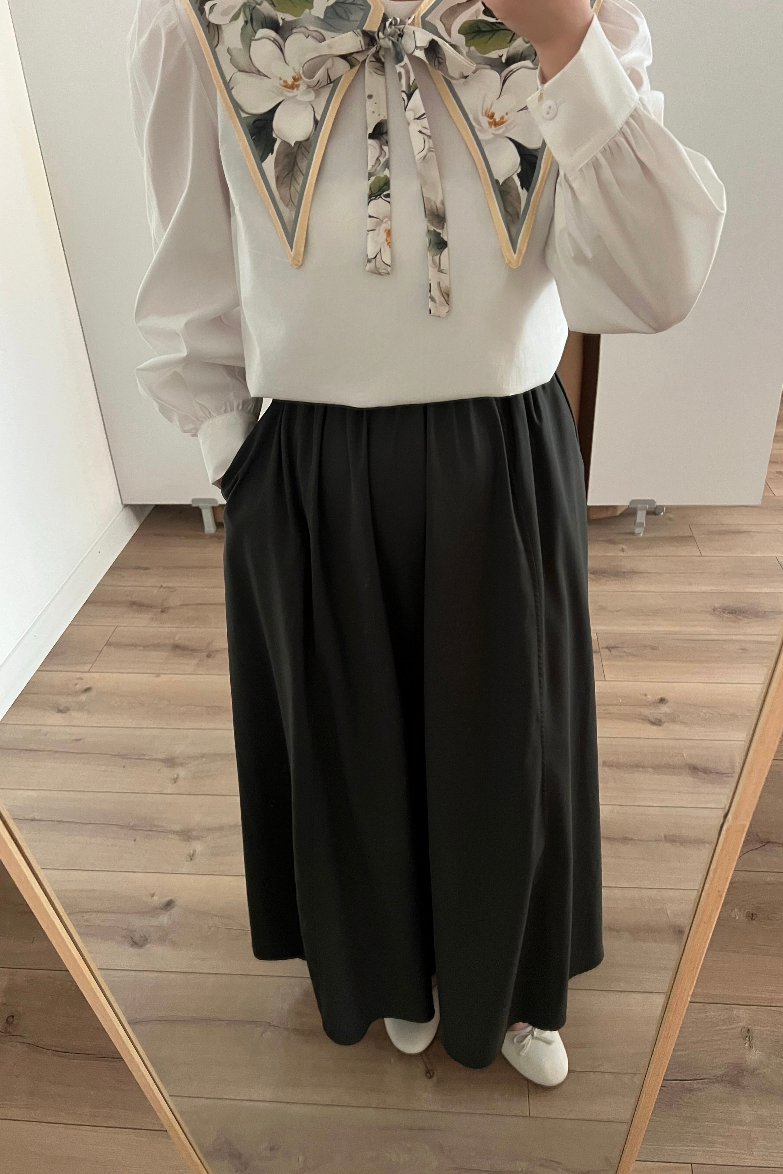 Parçalı Poplin Etek  - moss green