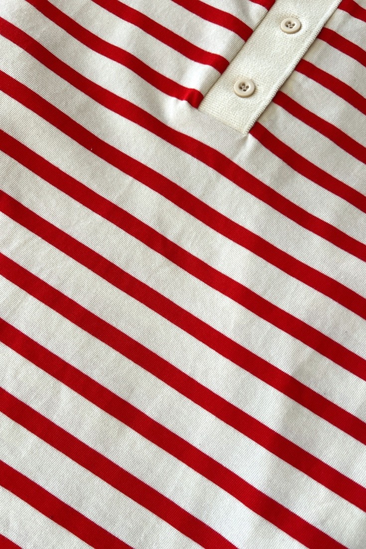 Çizgili polo yaka t-shirt - red-cream