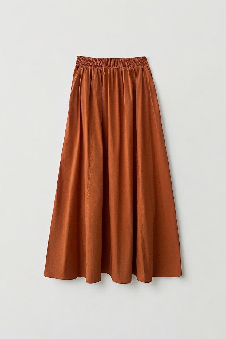 Parçalı Poplin Etek  - pumpkin 