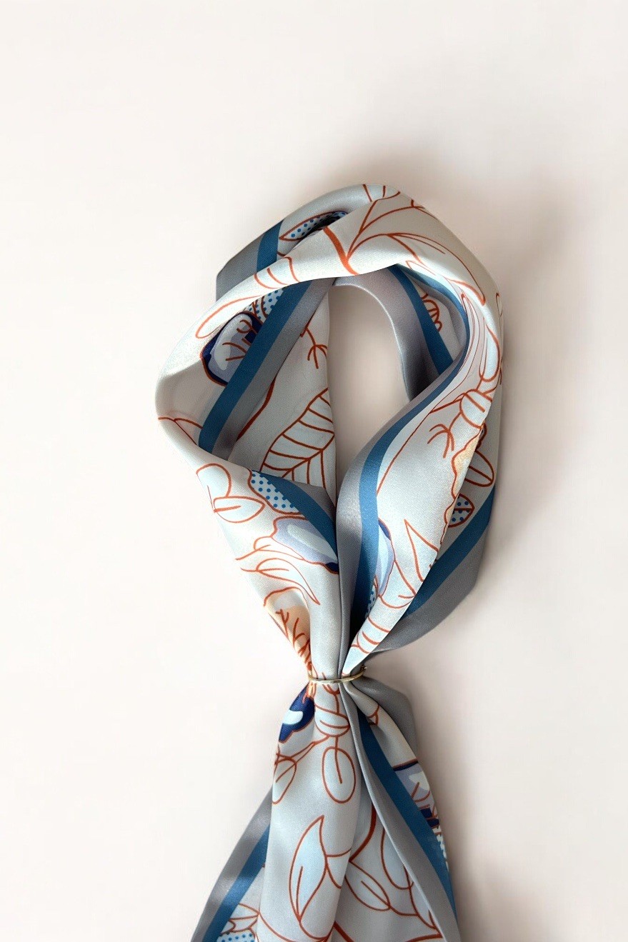 Saten ipek fular - flower drawings