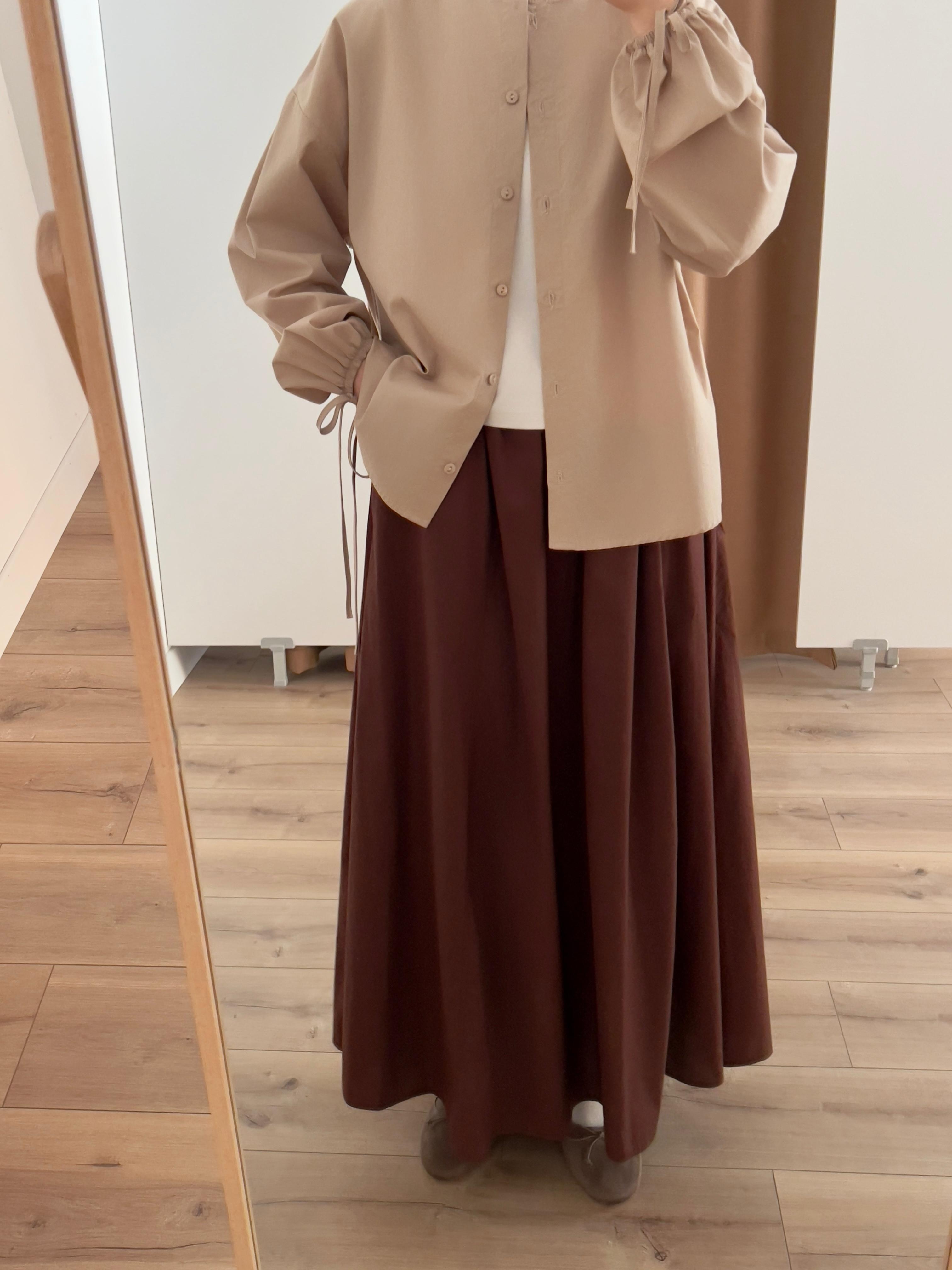 Parçalı Poplin Etek  - chocolate
