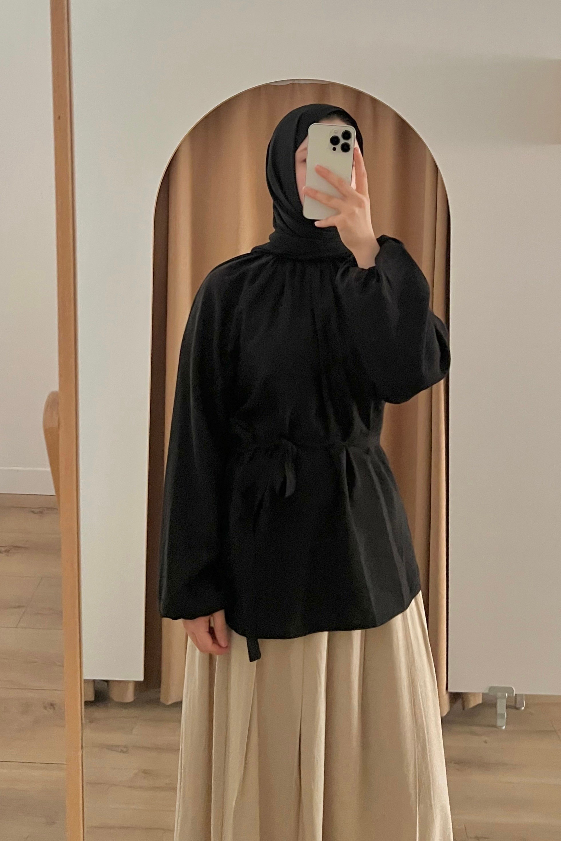Dökümlü tensel bluz - black