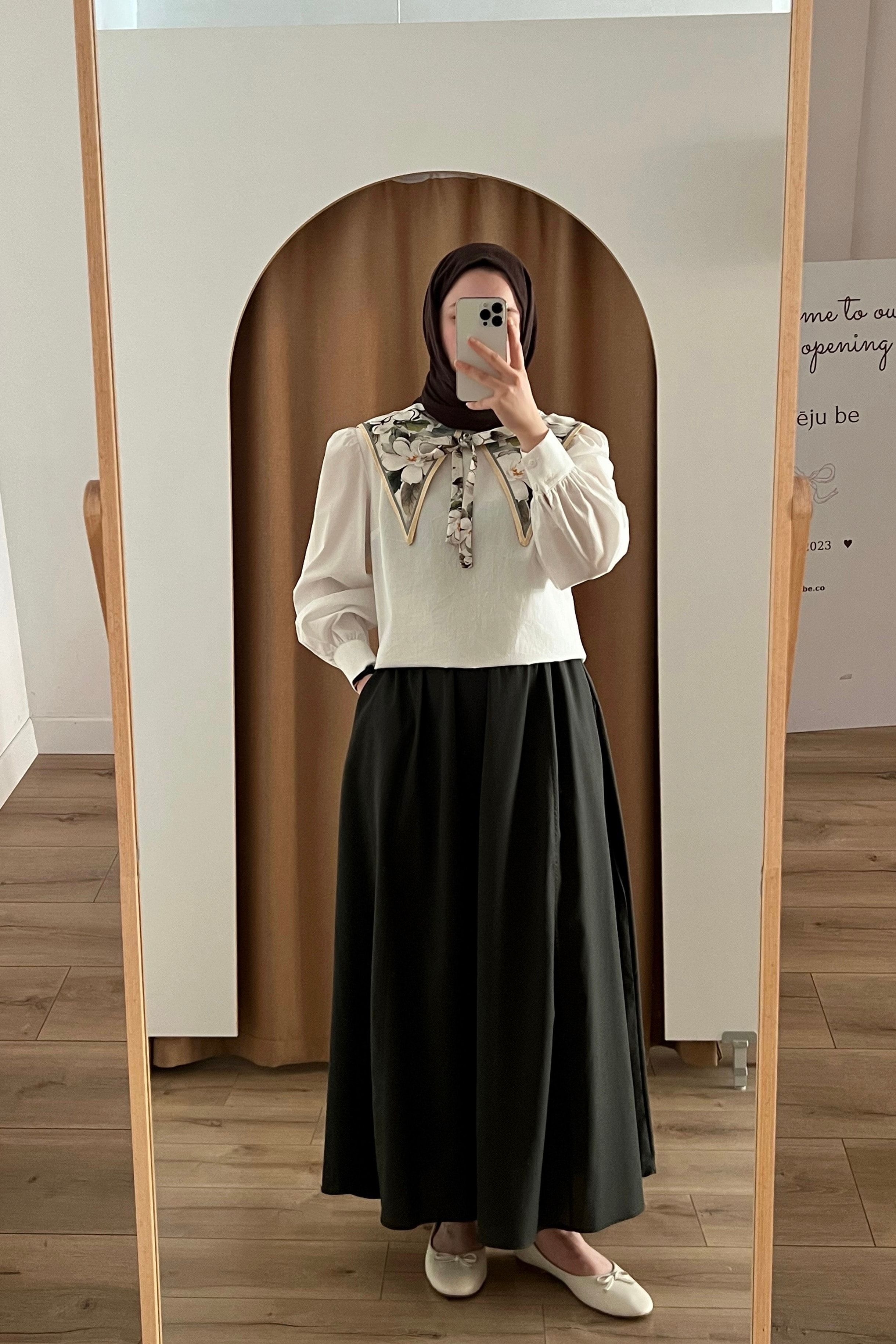 Parçalı Poplin Etek  - moss green