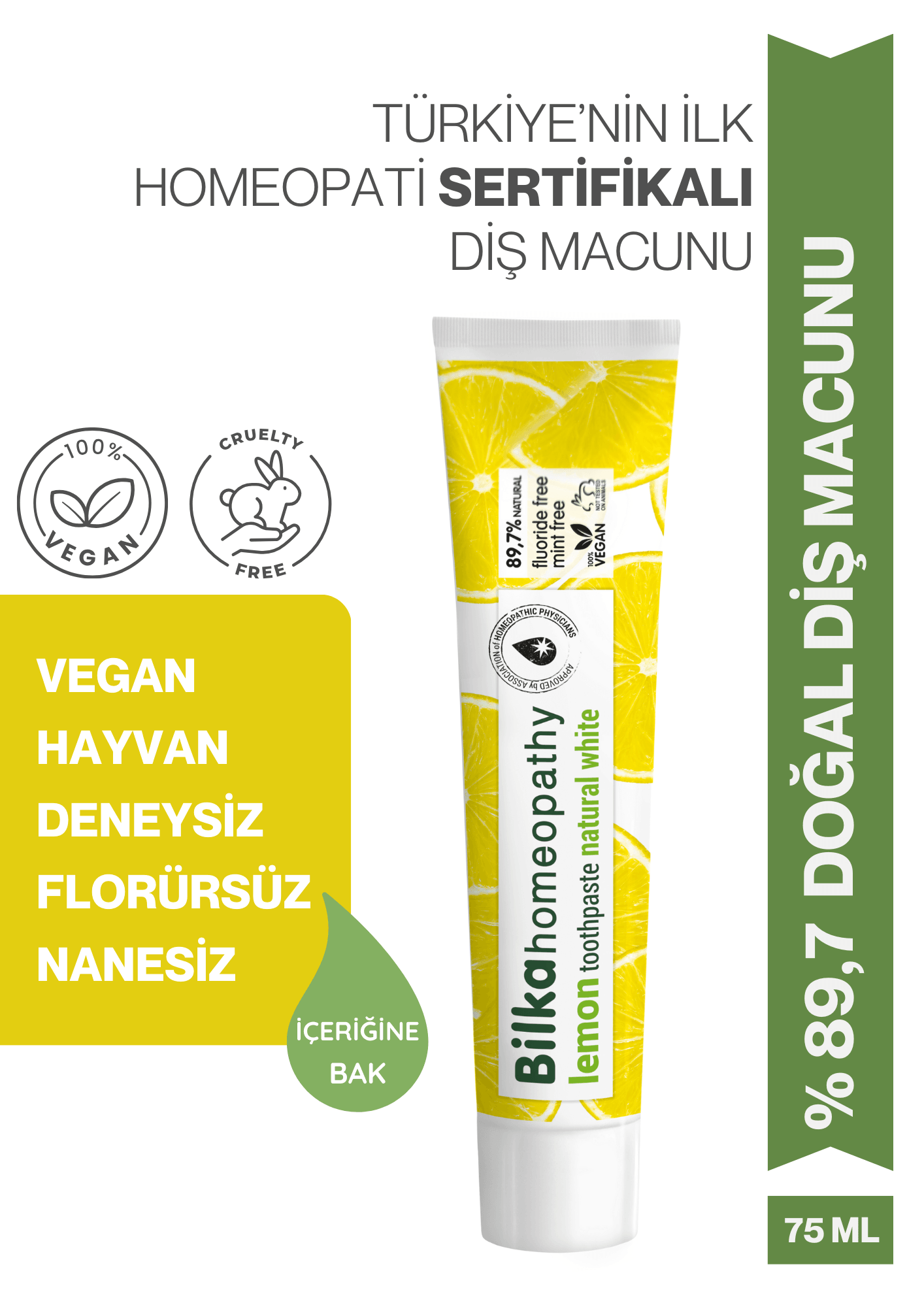 Homeopati Diş Macunu Natural White LİMONLU