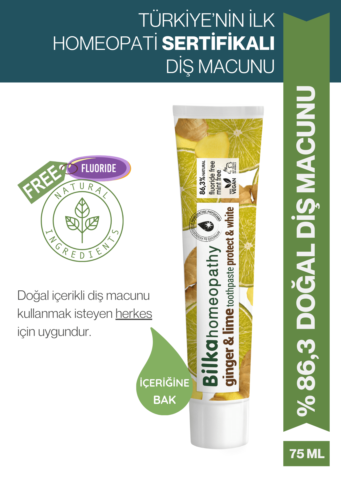 Homeopati Diş Macunu ZENCEFİL & LİMONLU