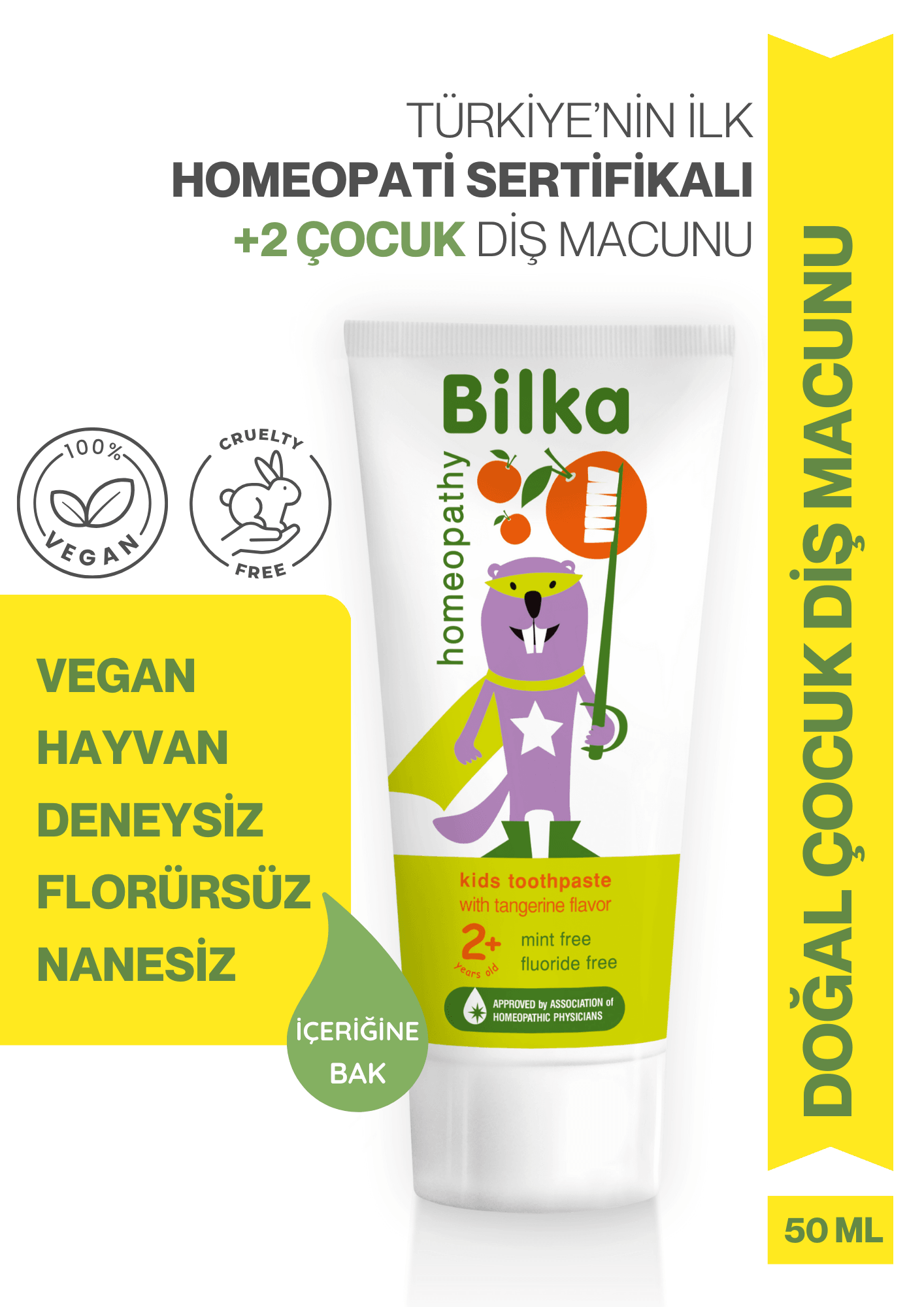 Homeopati Çocuk Diş Macunu 2+ MANDALİNA