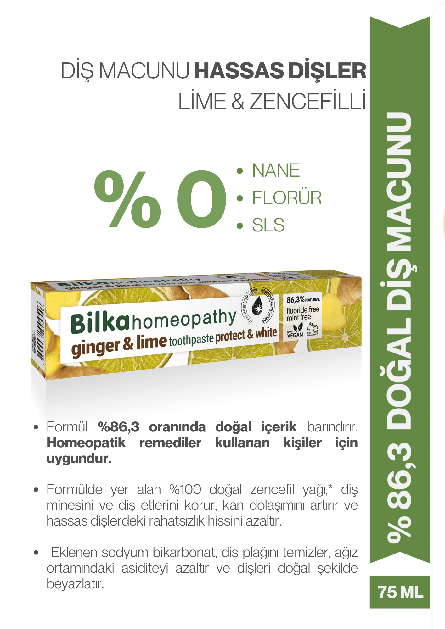 Homeopati Diş Macunu ZENCEFİL & LİMONLU