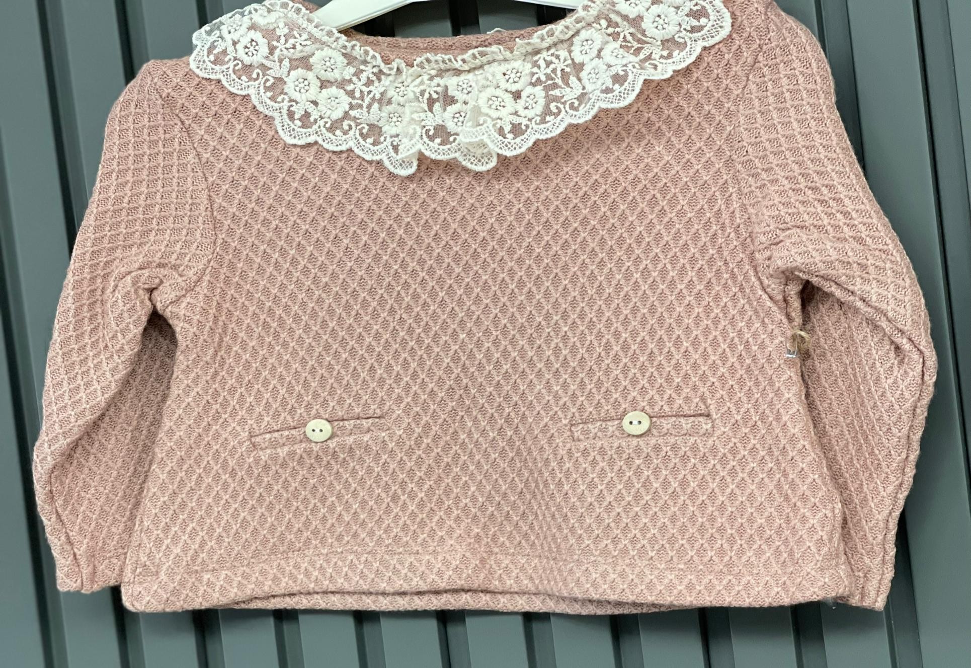 2321-Örme Dantel Yakalı 2'li Tk 6 Ay,9 Ay,12 Ay,18 Ay Kız