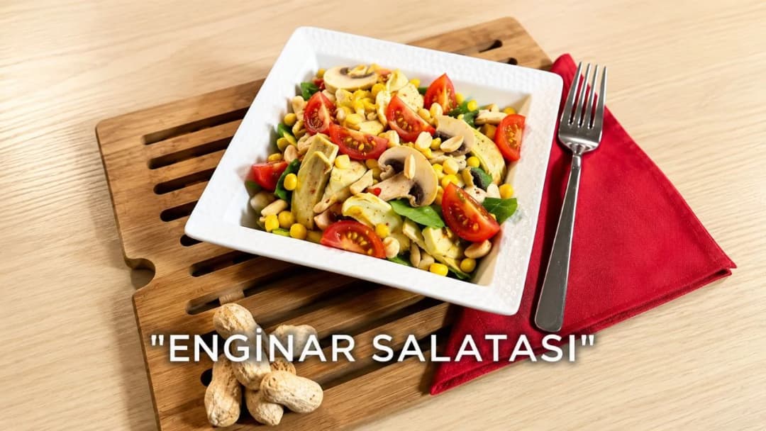 Enginar salatası nasıl servis edilir başlığı için tabakta sunulmuş pratik enginar salatası görseli
