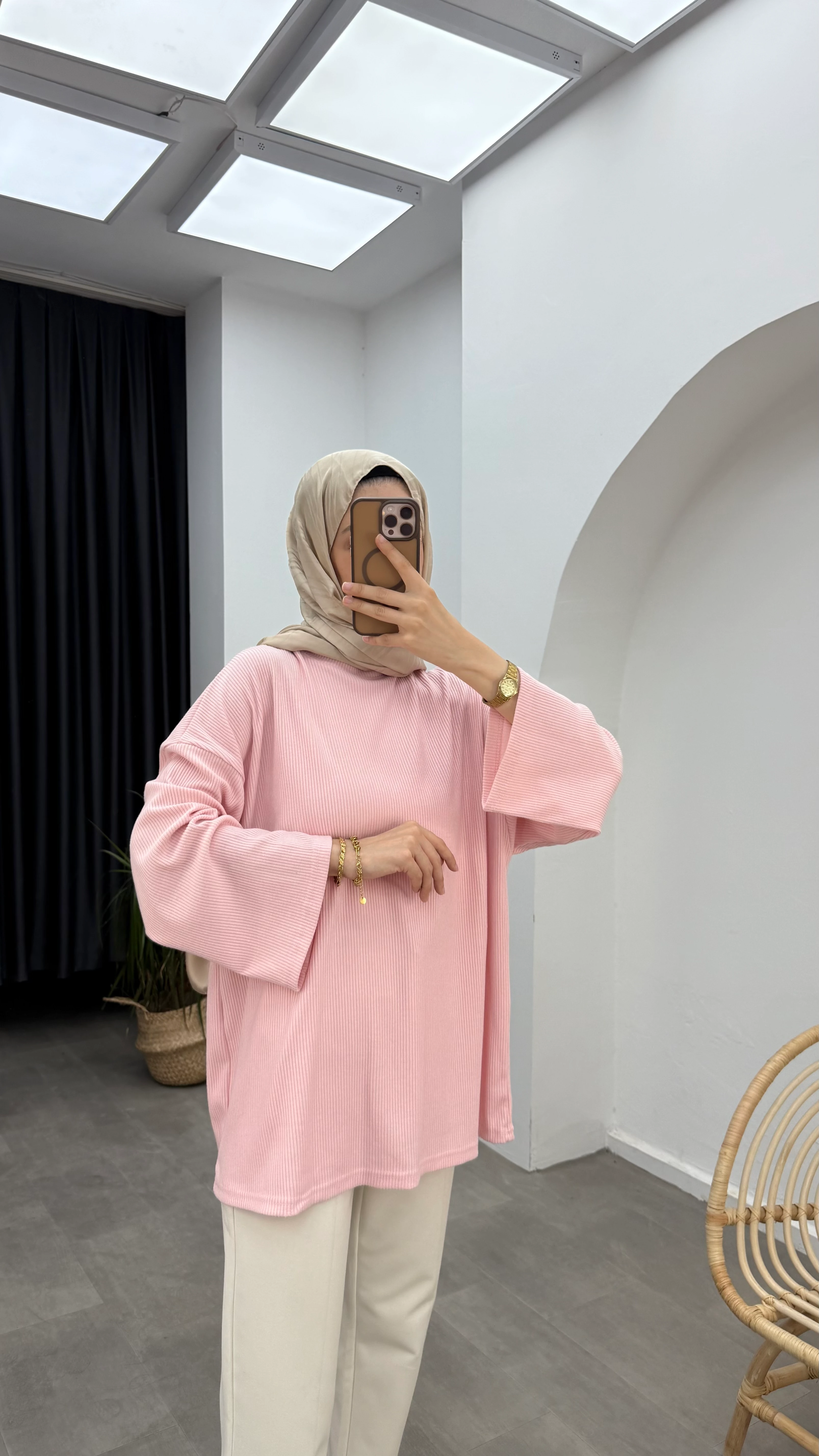 Delina Biyeli Kaşkorse Tunik - Pembe