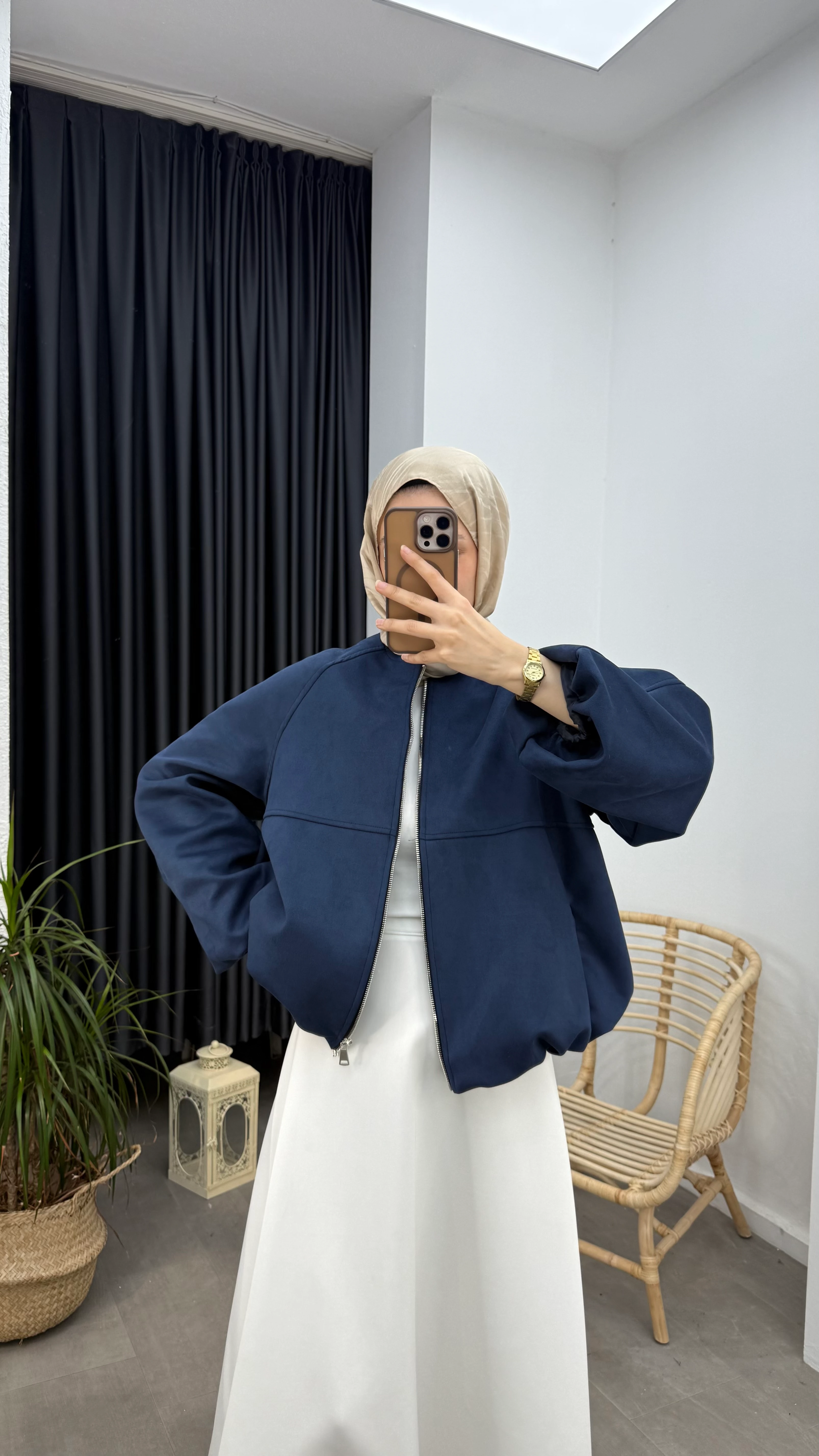 ZR Model Süet Bomber Ceket - Lacivert