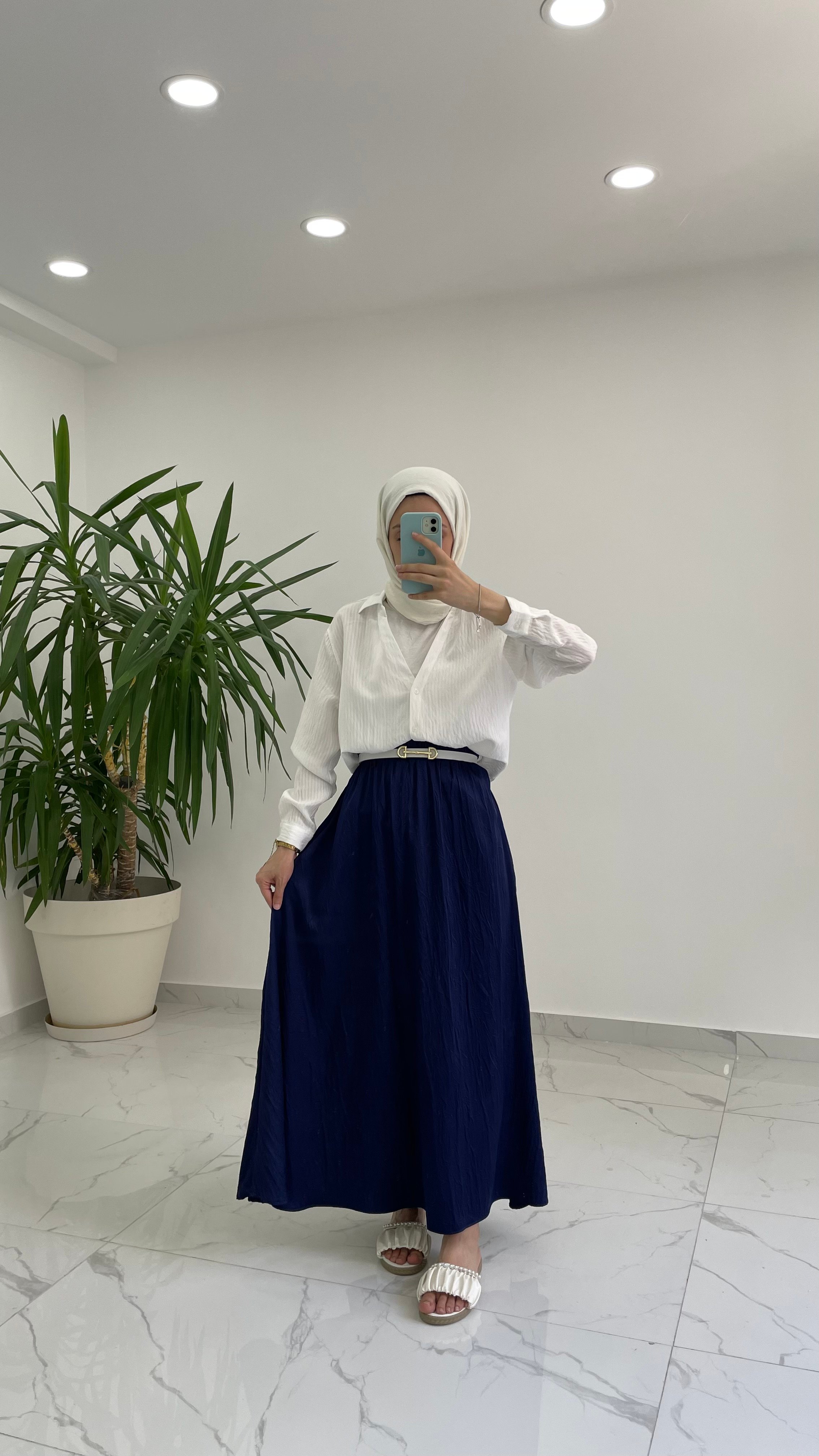 Rosella Saten Etek - Lacivert