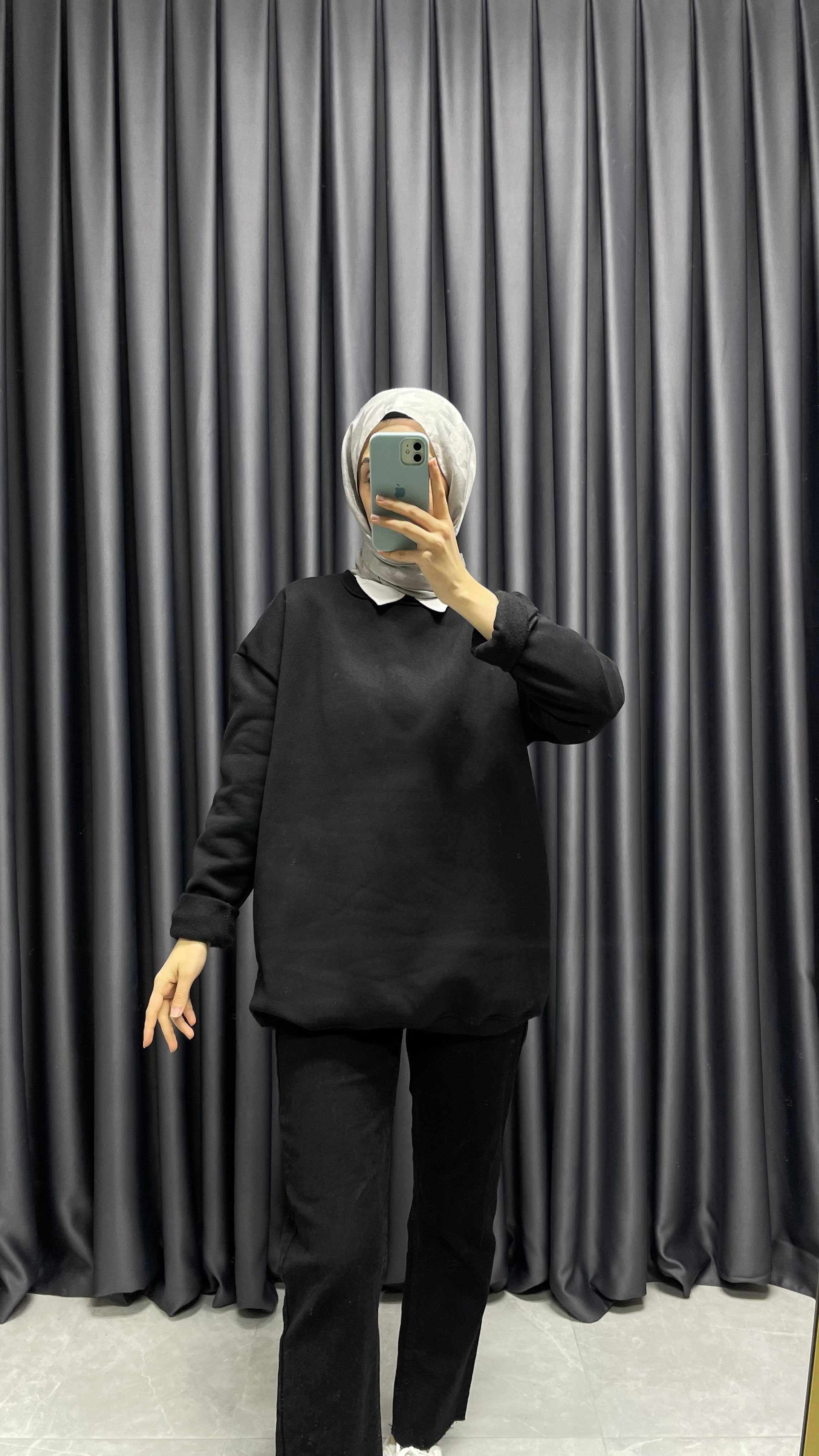 Basic Oversize Sweatshirt - Siyah