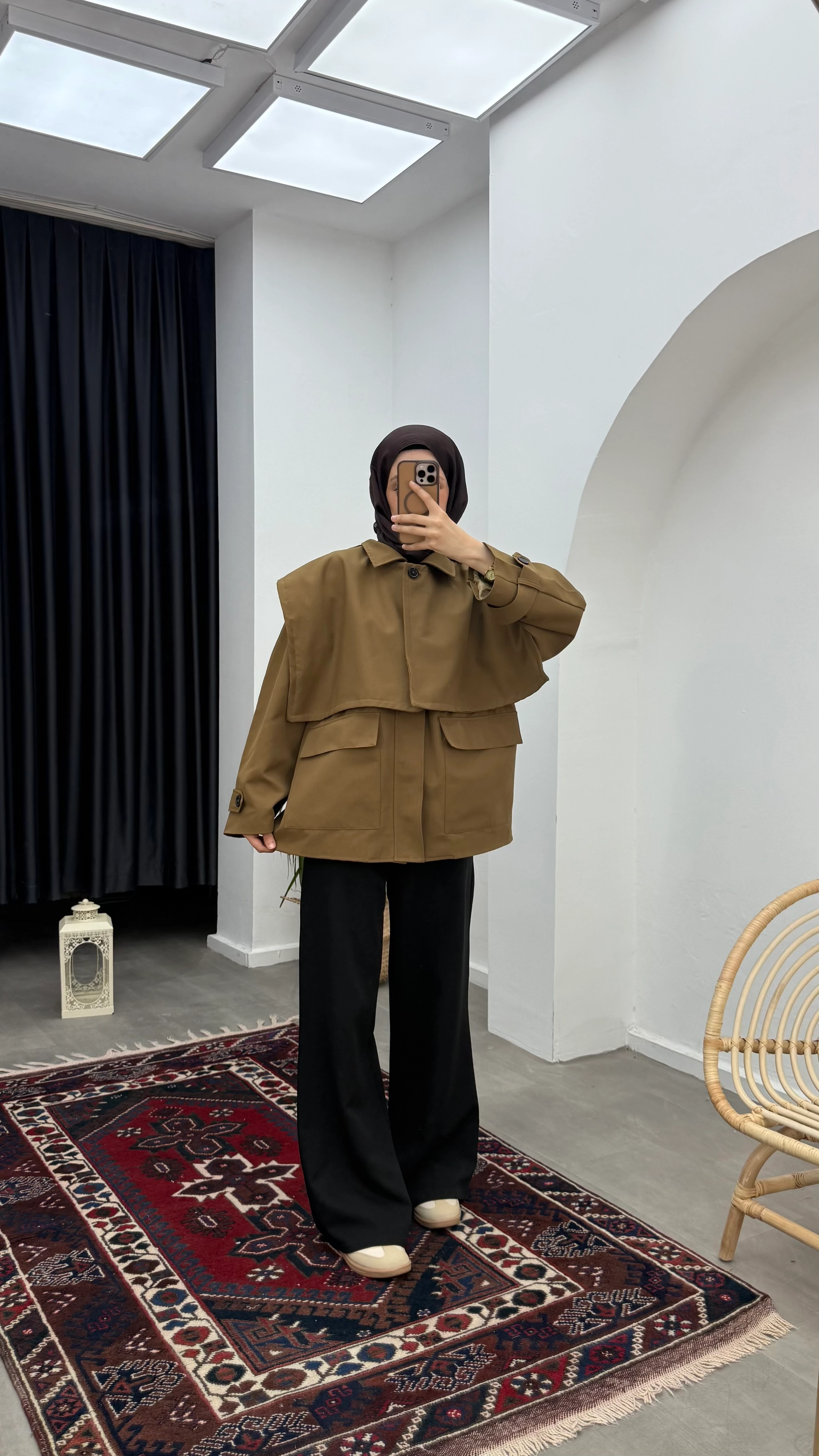 Premium Tasarım Trençkot - Haki