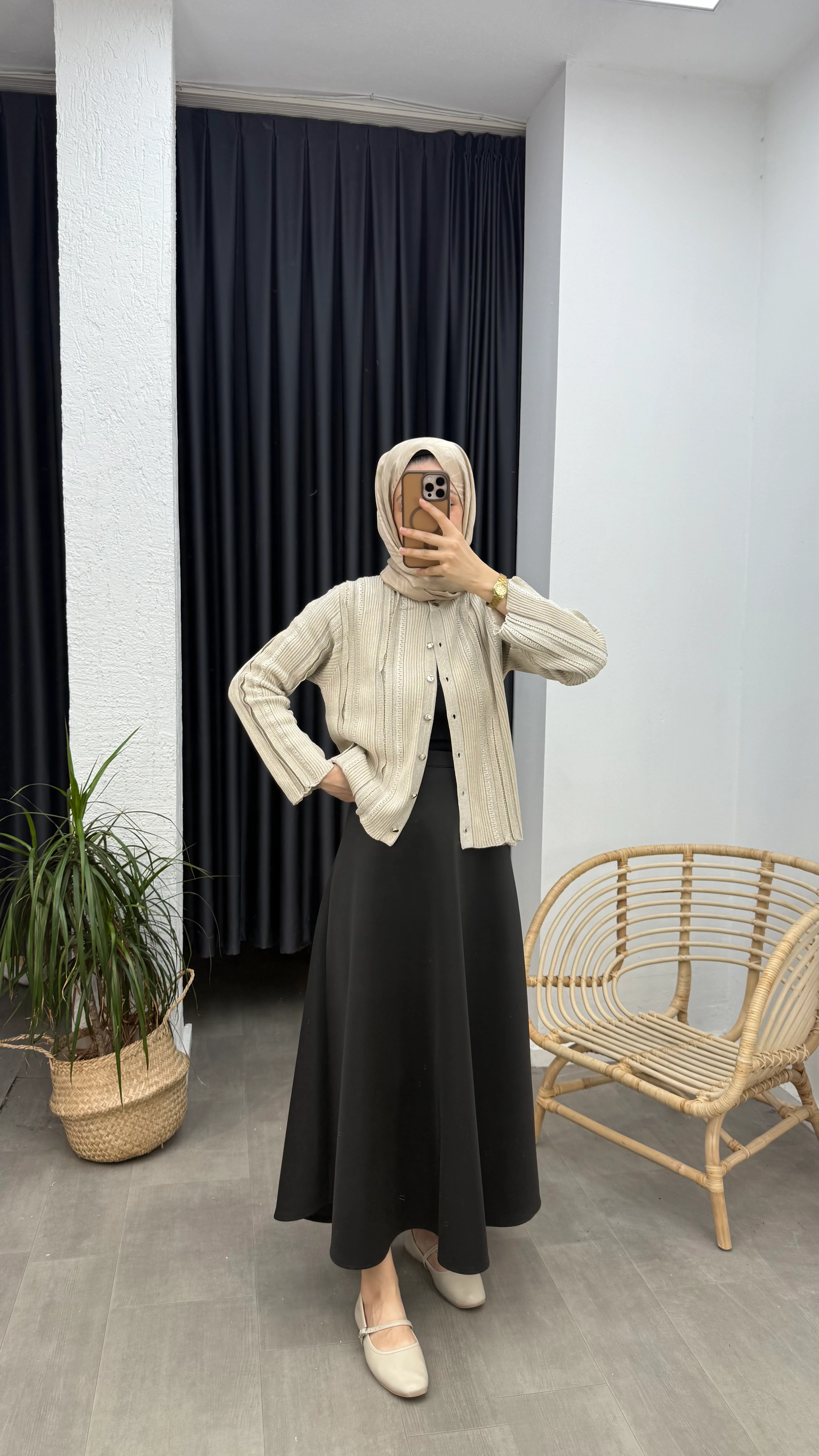 Doris Simli Triko Hırka - Bej