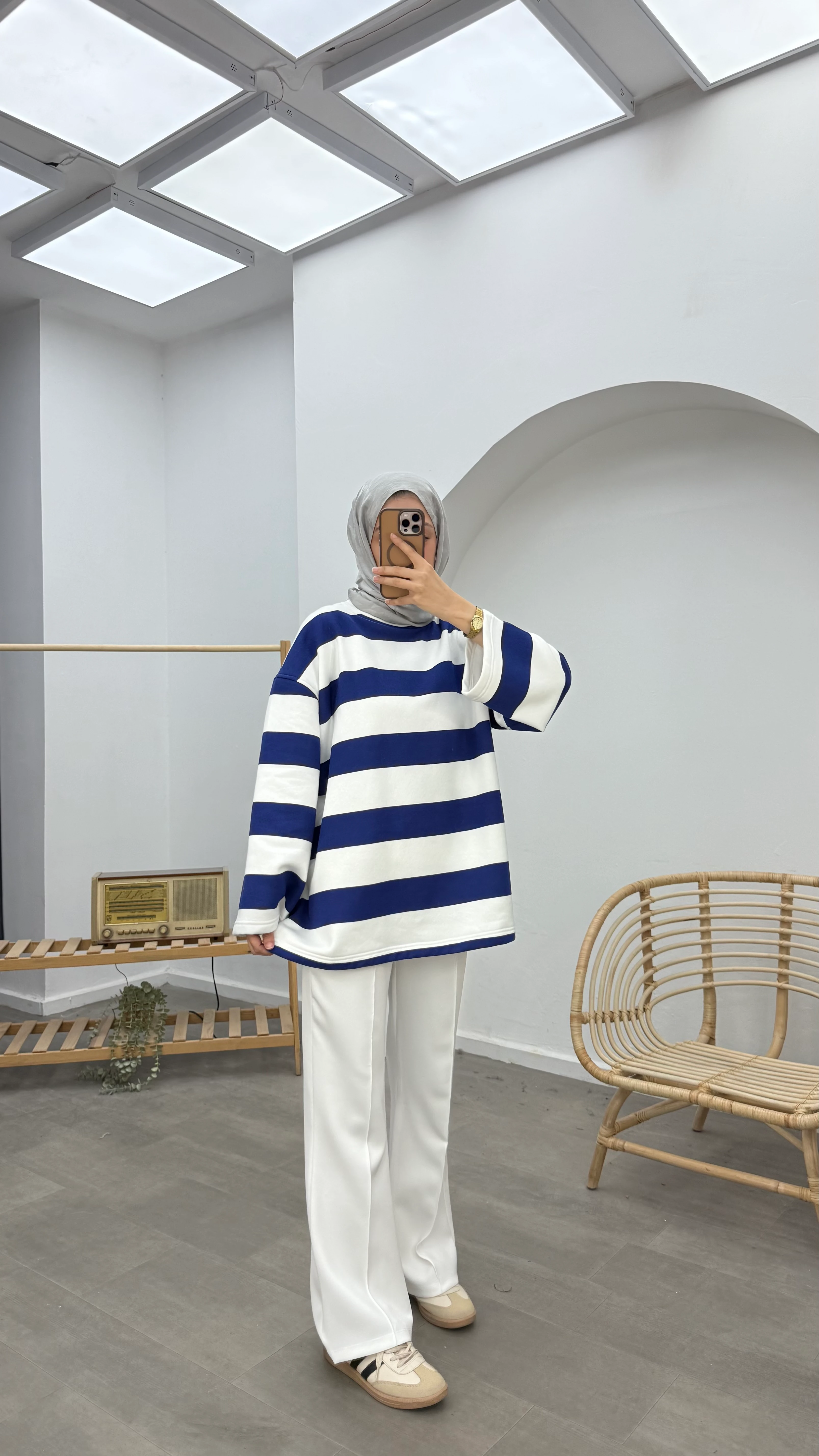 Basic Oversize Sweatshirt - Lacivert