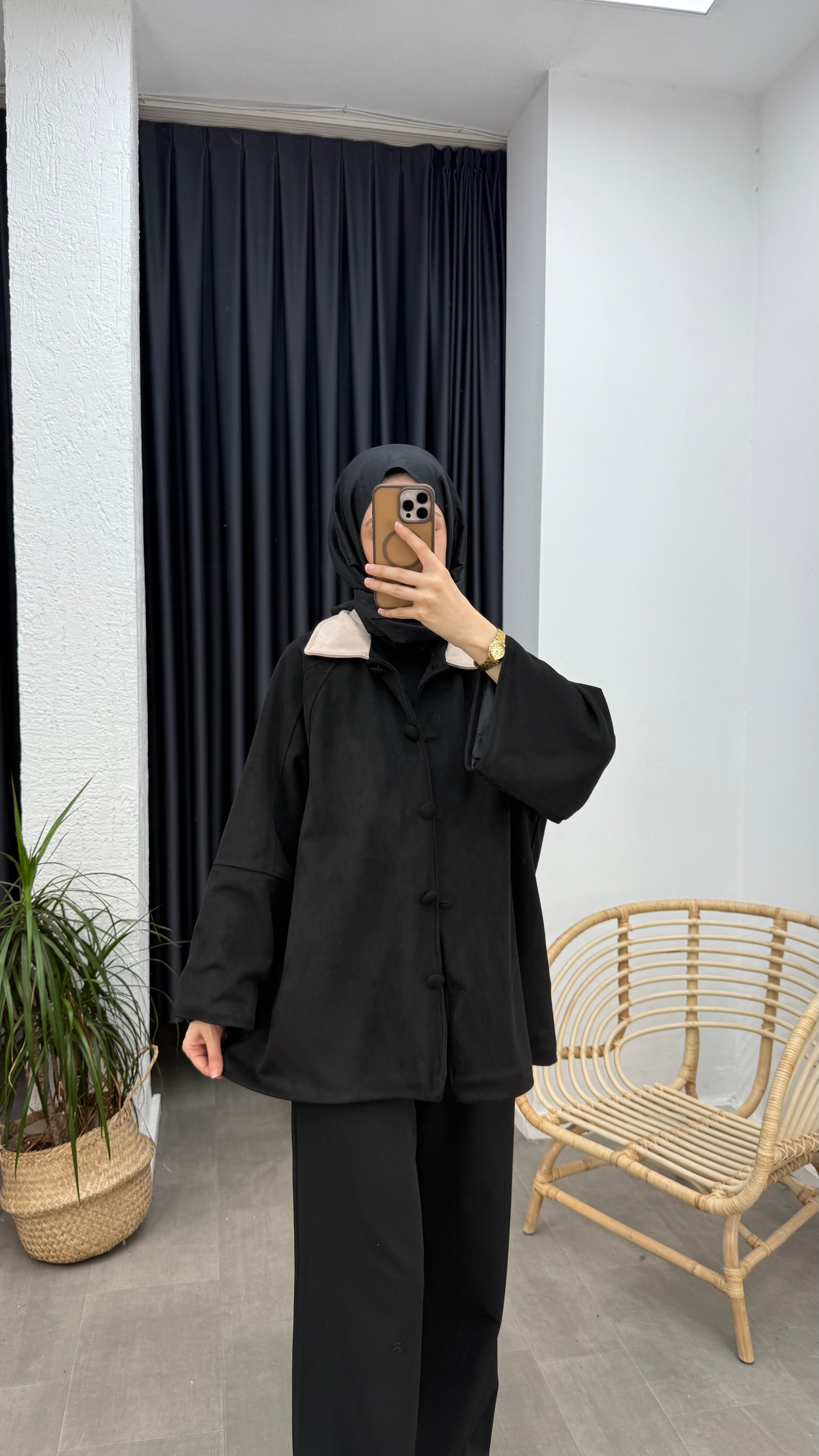 Sole Düğmeli Süet Ceket - Siyah