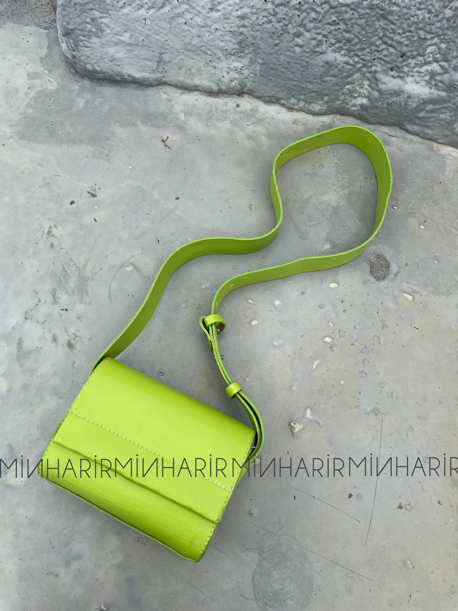 Pola Mini Yumuşak Deri Çanta - Lime Yeşili