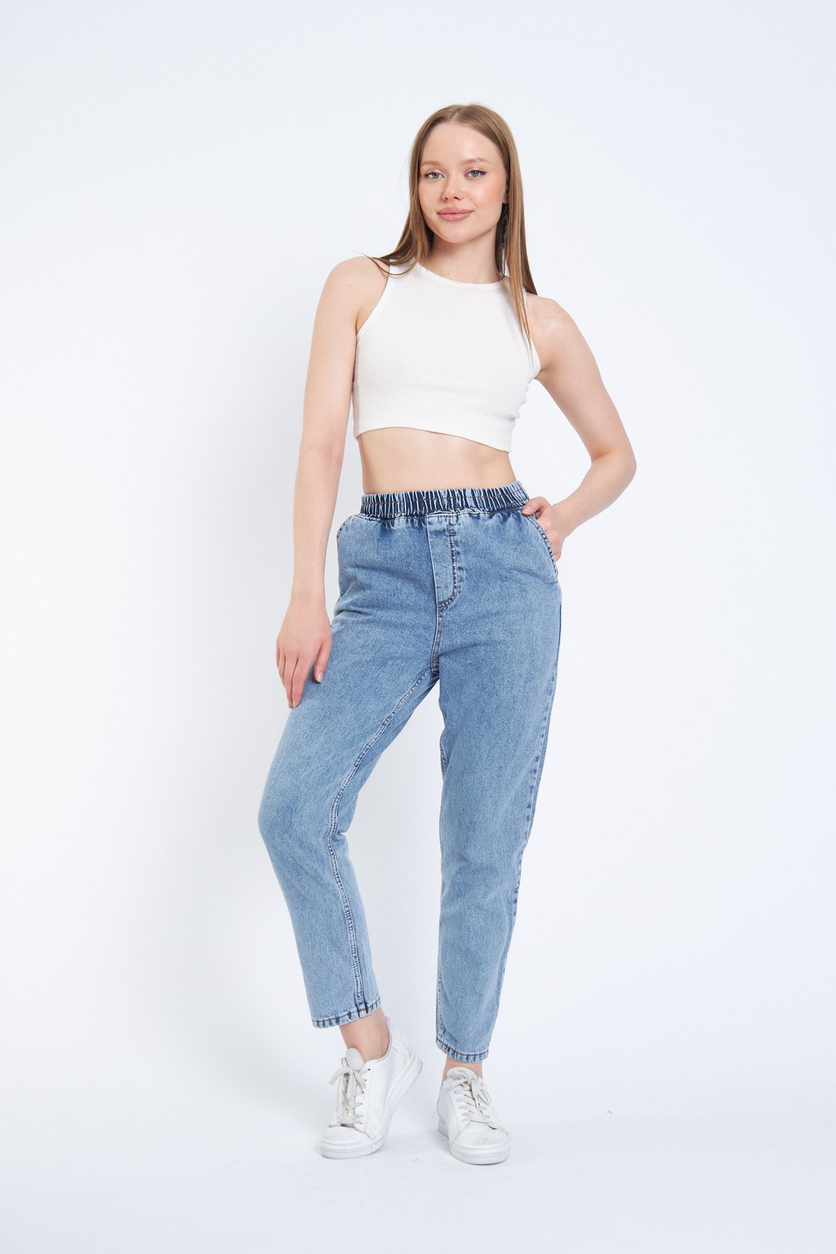 Boyfriend Denim Pantolon - Buz Mavi