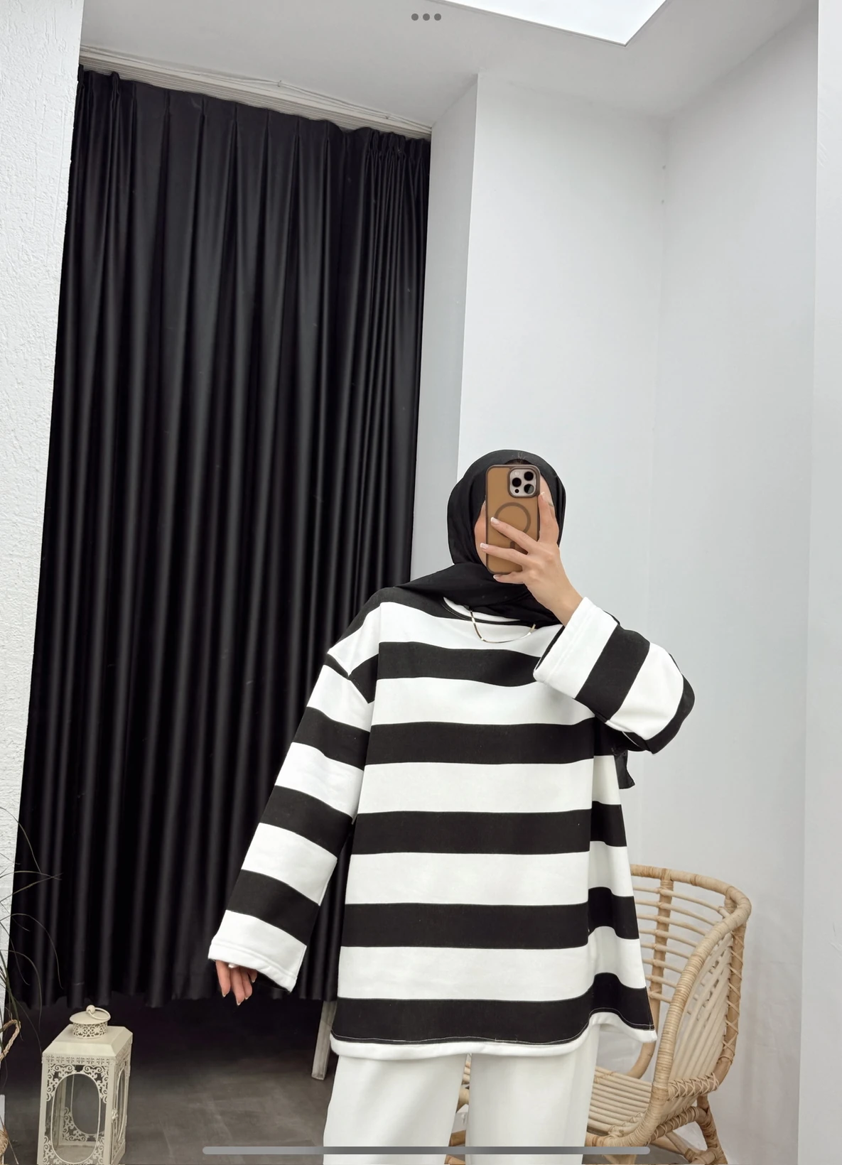 Basic Oversize Sweatshirt - Siyah-Beyaz