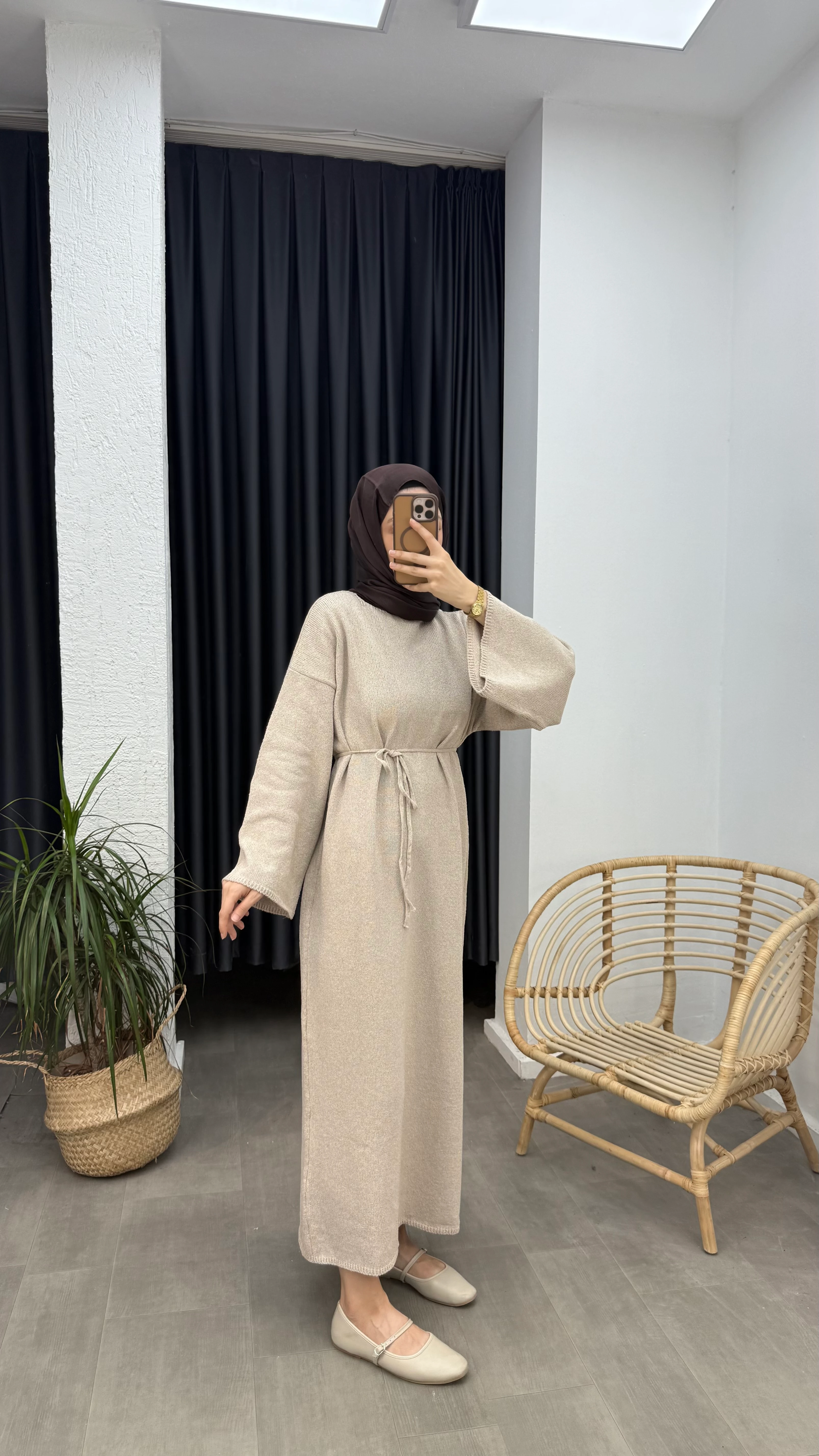 Punto Bağlama Detaylı Triko Elbise