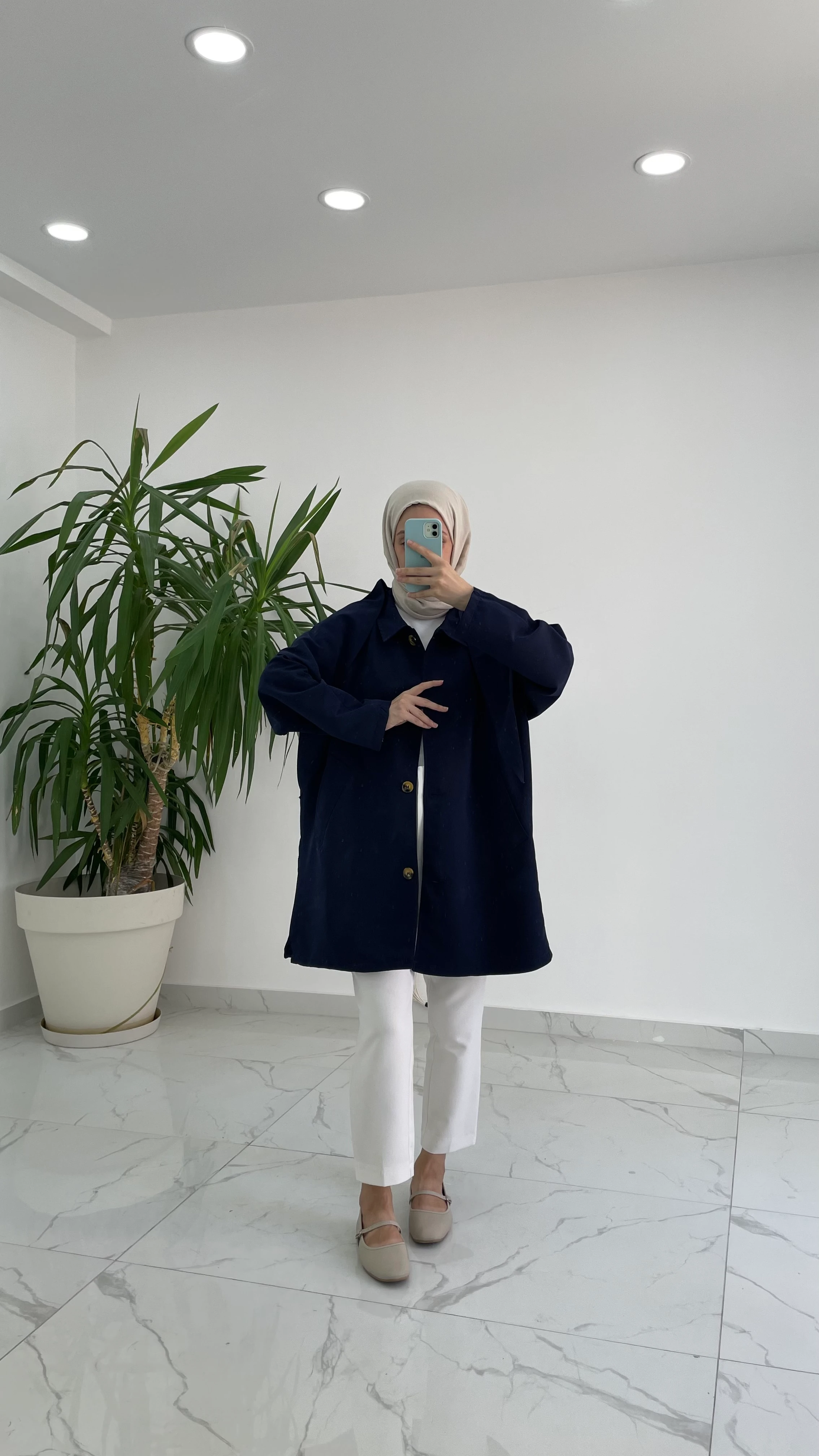 Pelerinli Premium Trençkot  - Lacivert