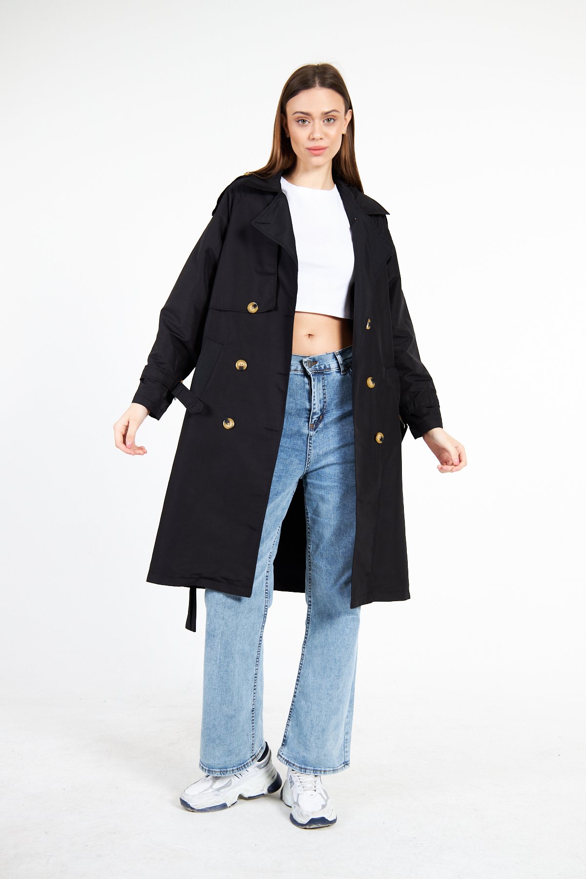 Düğmeli Oversize Trençkot