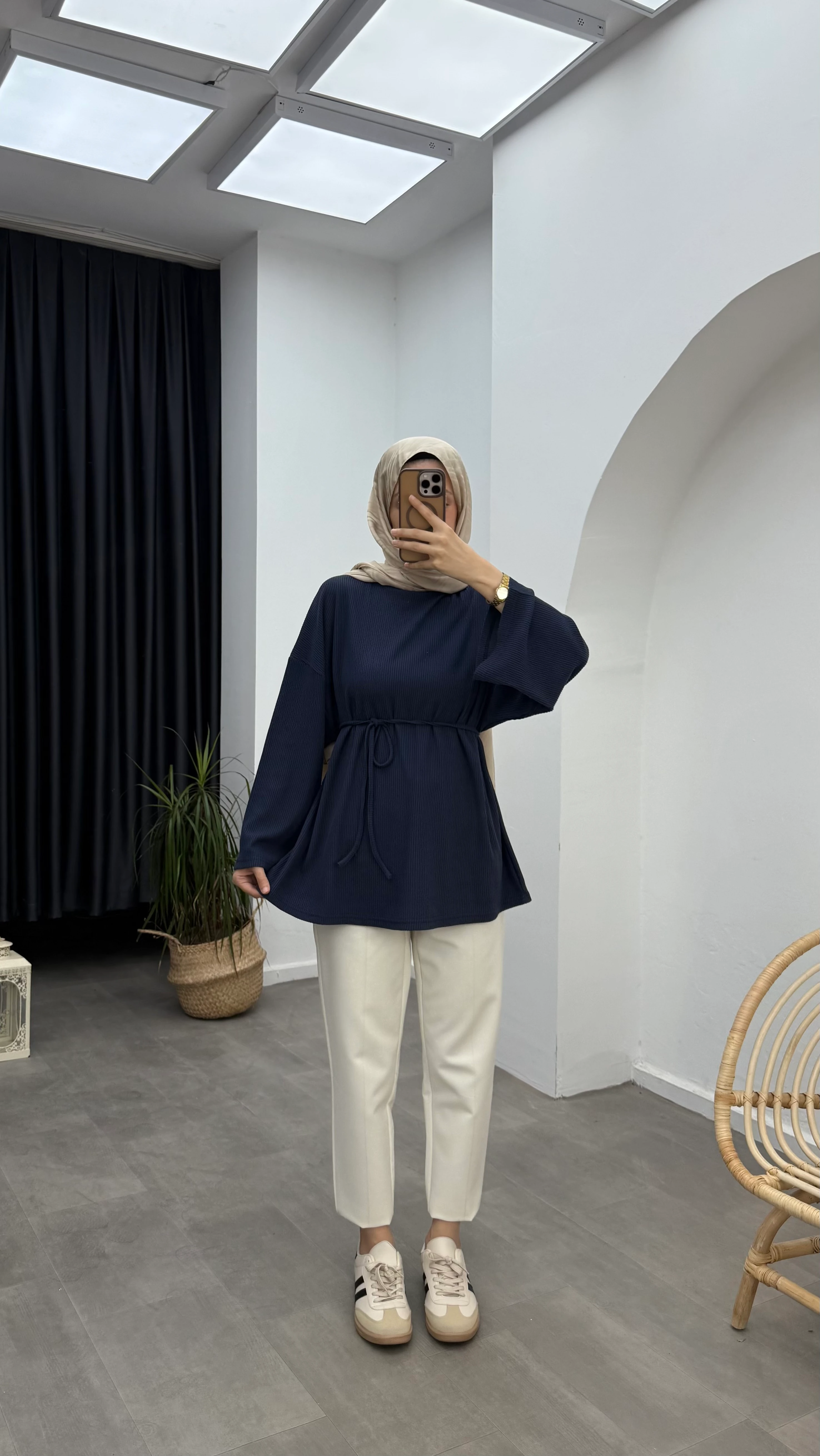 Delina Biyeli Kaşkorse Tunik - Lacivert