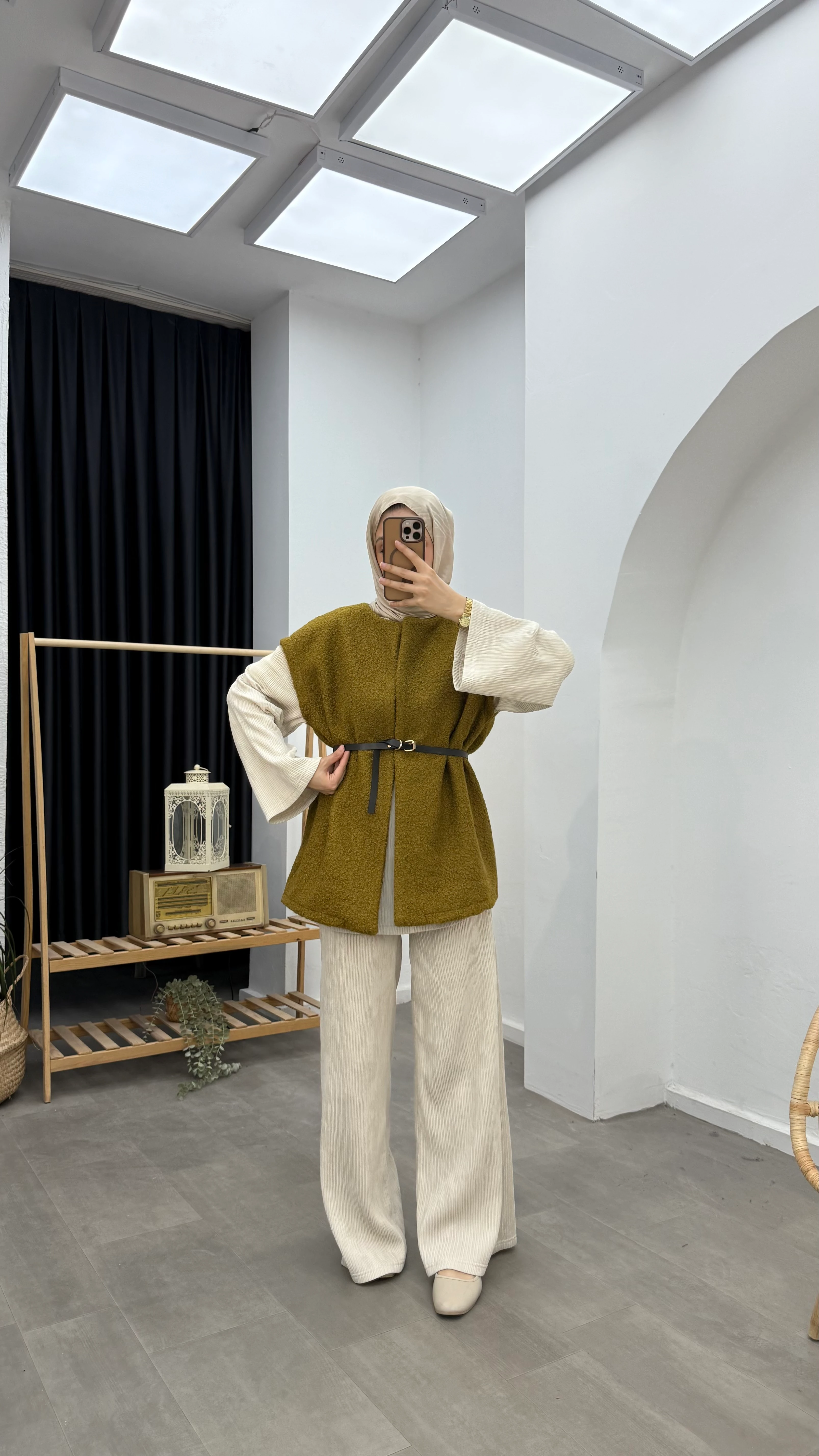 Orkide Deri Kemerli Yelek