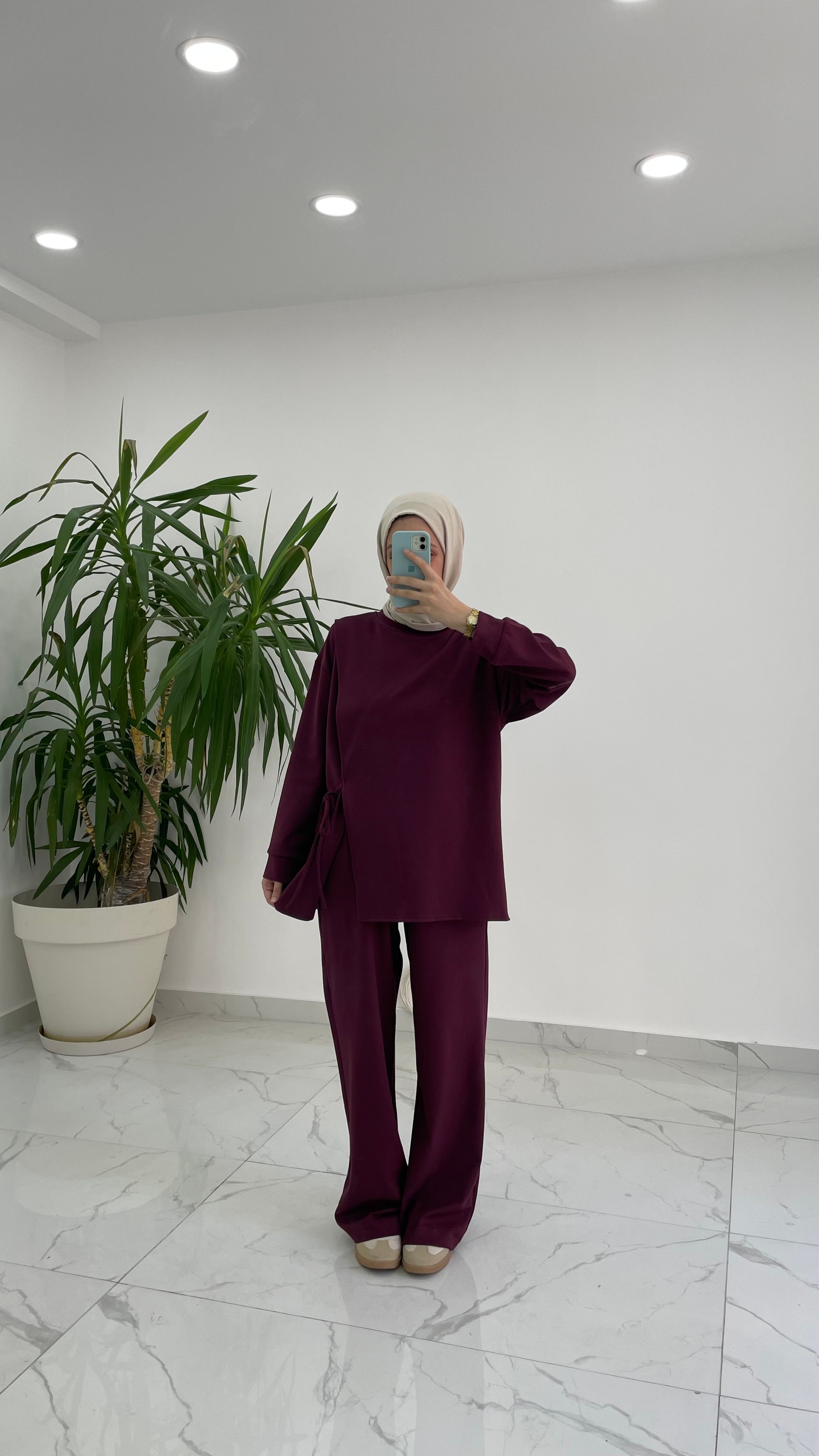 Monila Yandan Bağlamalı Oysho Takım - Bordo