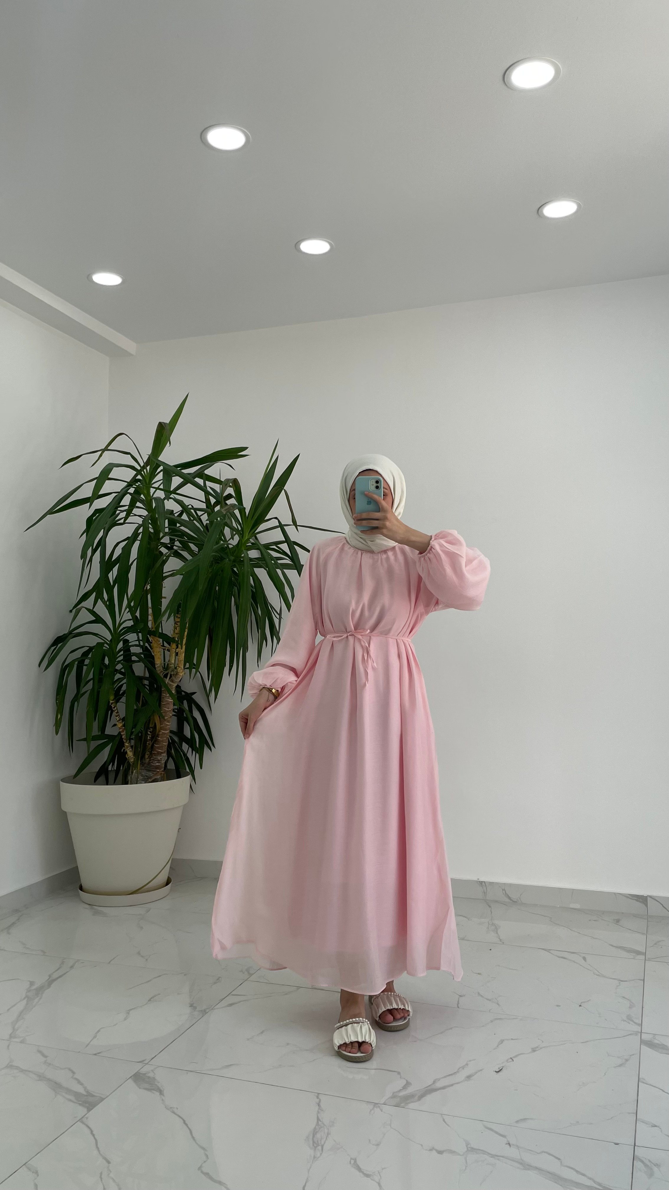 Lilyum Bağlama Detaylı Elbise - Pembe