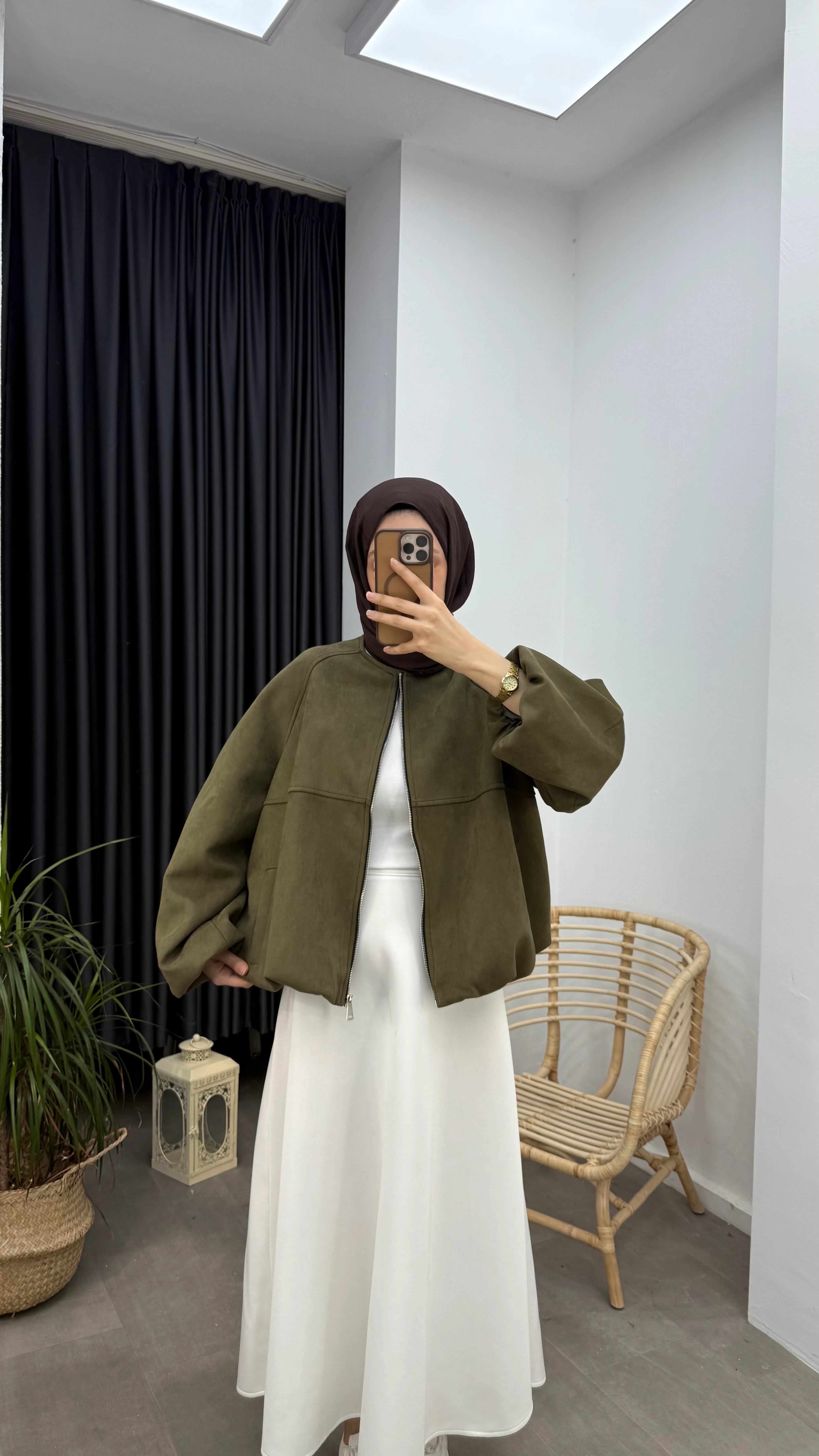 ZR Model Süet Bomber Ceket - Haki