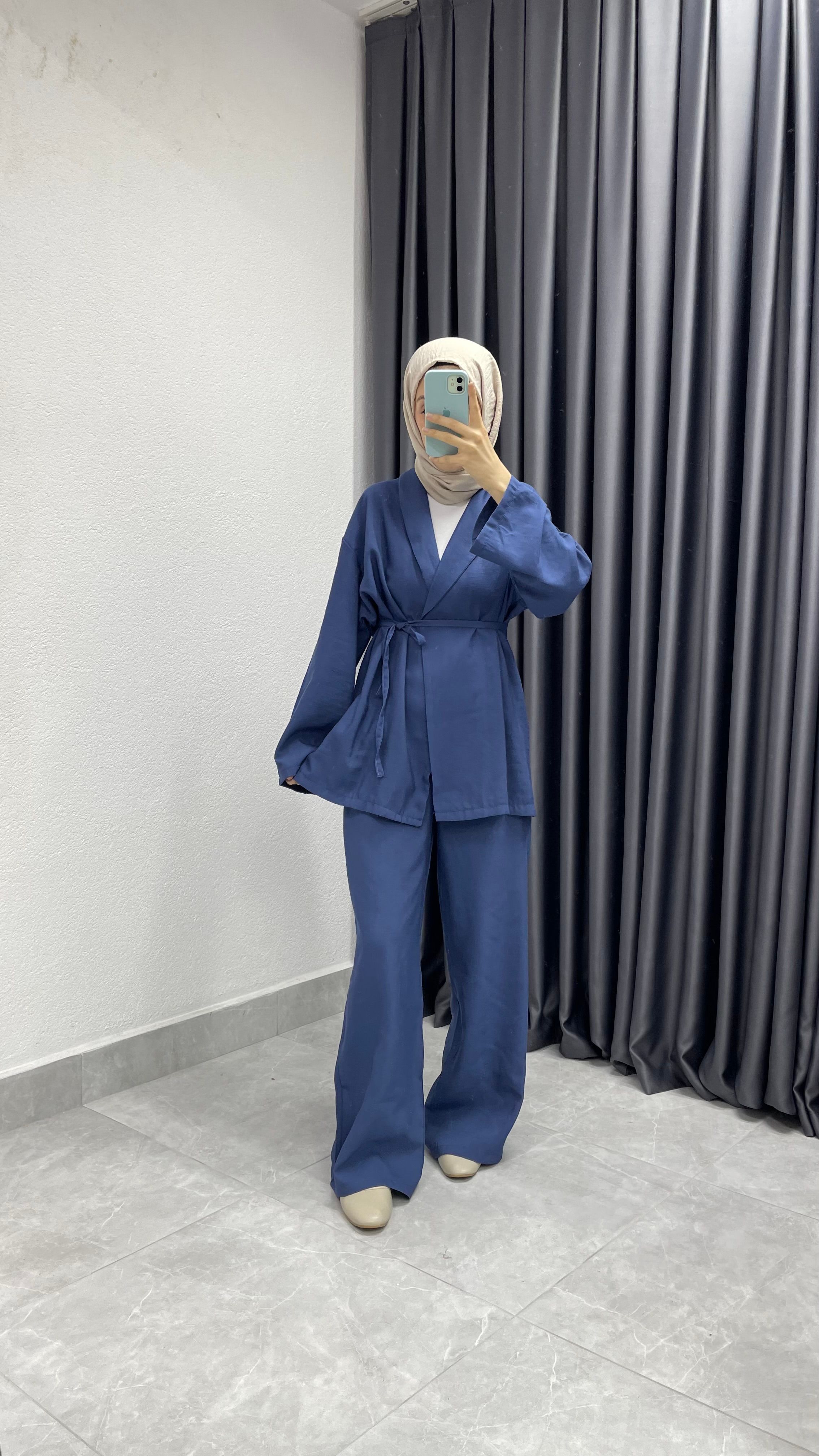 Kimono Pantolon İkili Takım - İndigo