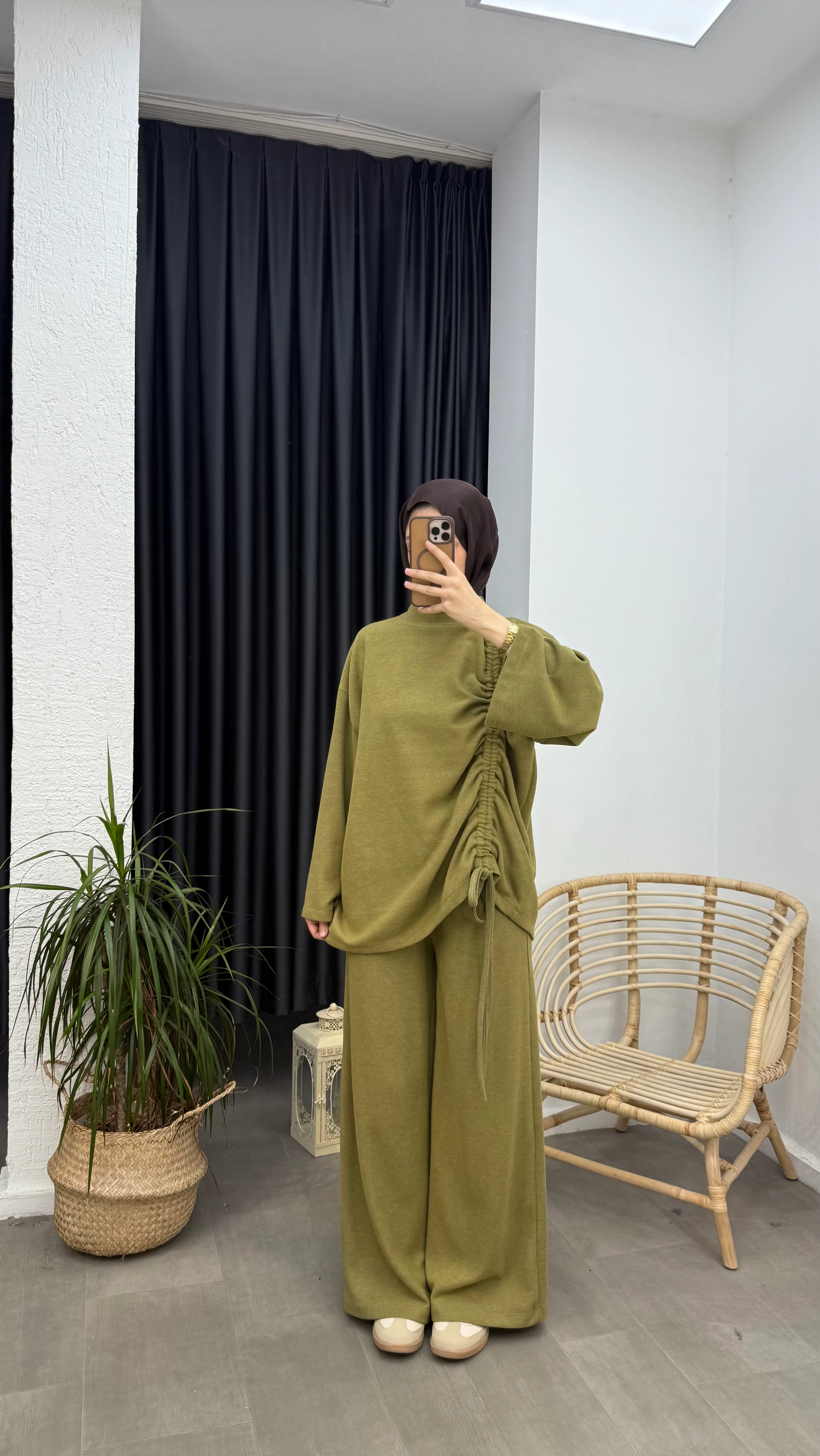 Andera Bluzu Biyeli Takım - Yağ Yeşili