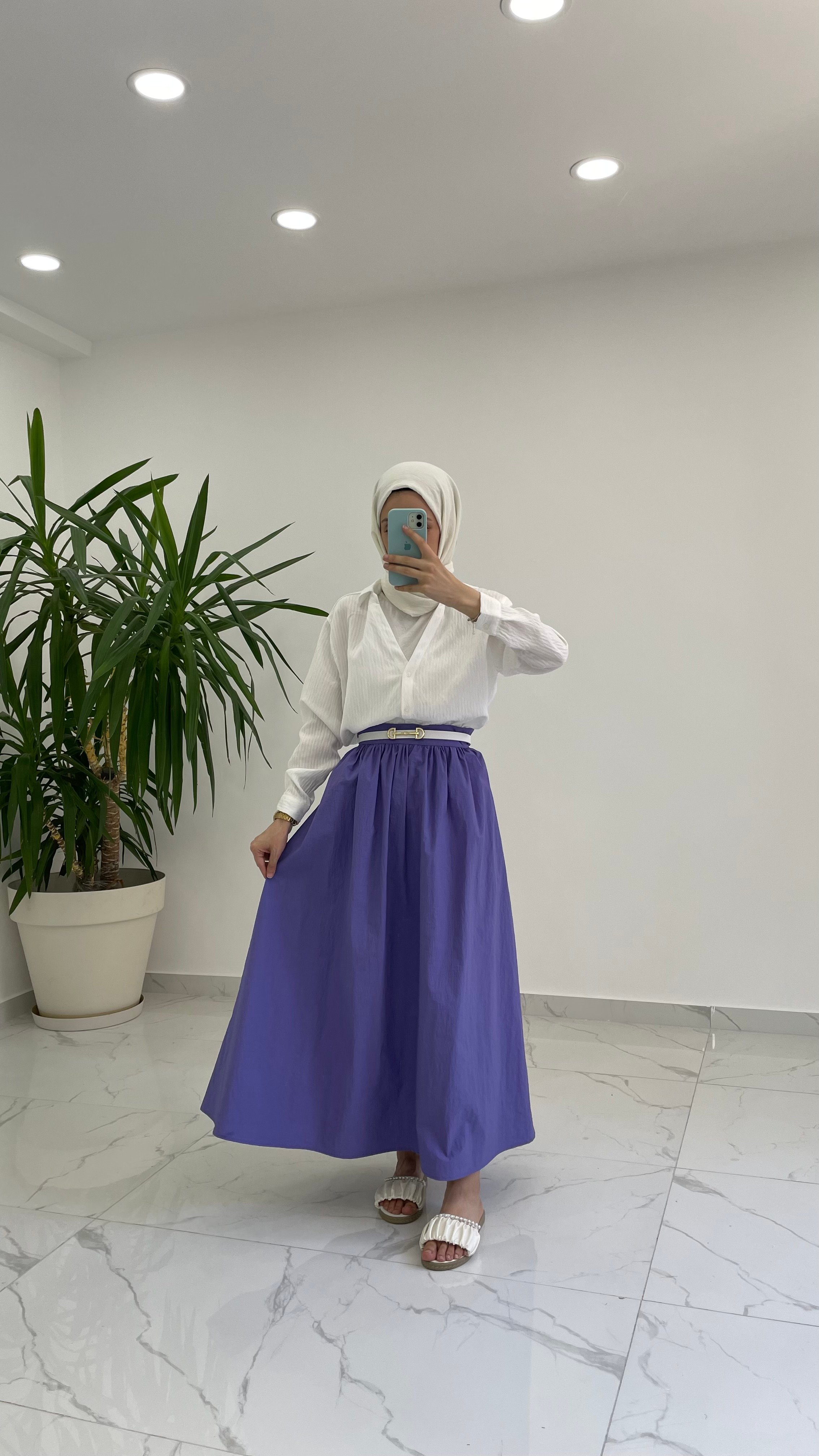 Azelia Paraşüt Etek - Lila