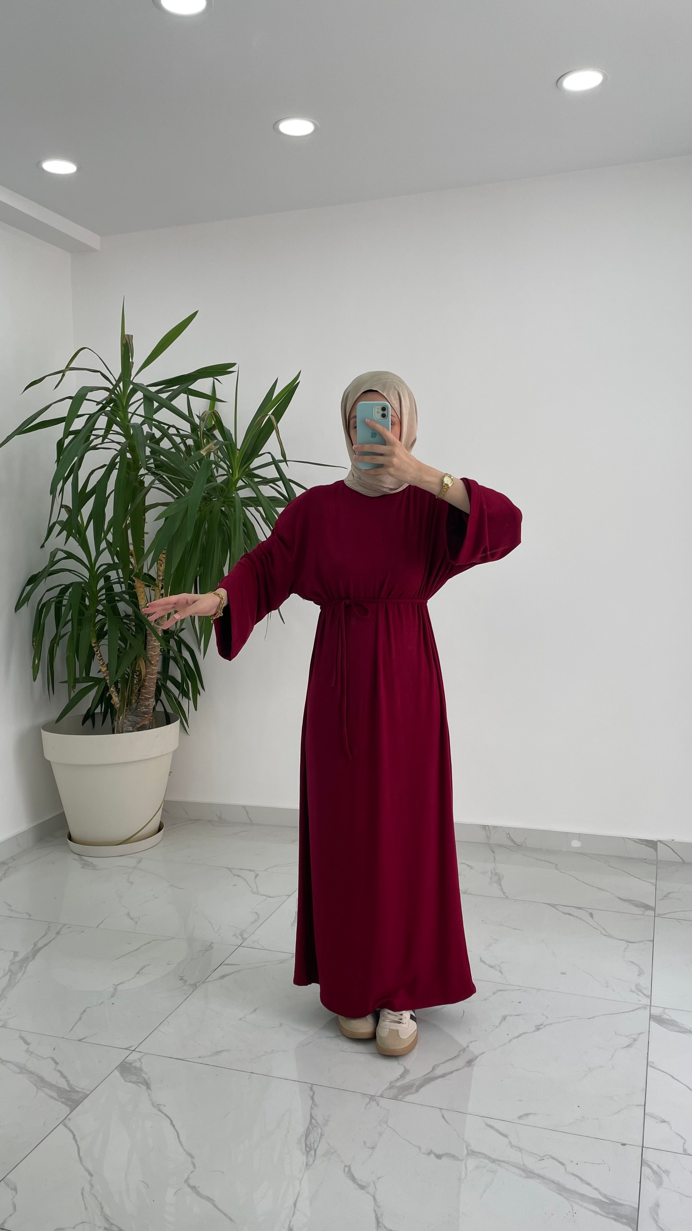 Lunessa Belden Bağlamalı Elbise  - Bordo