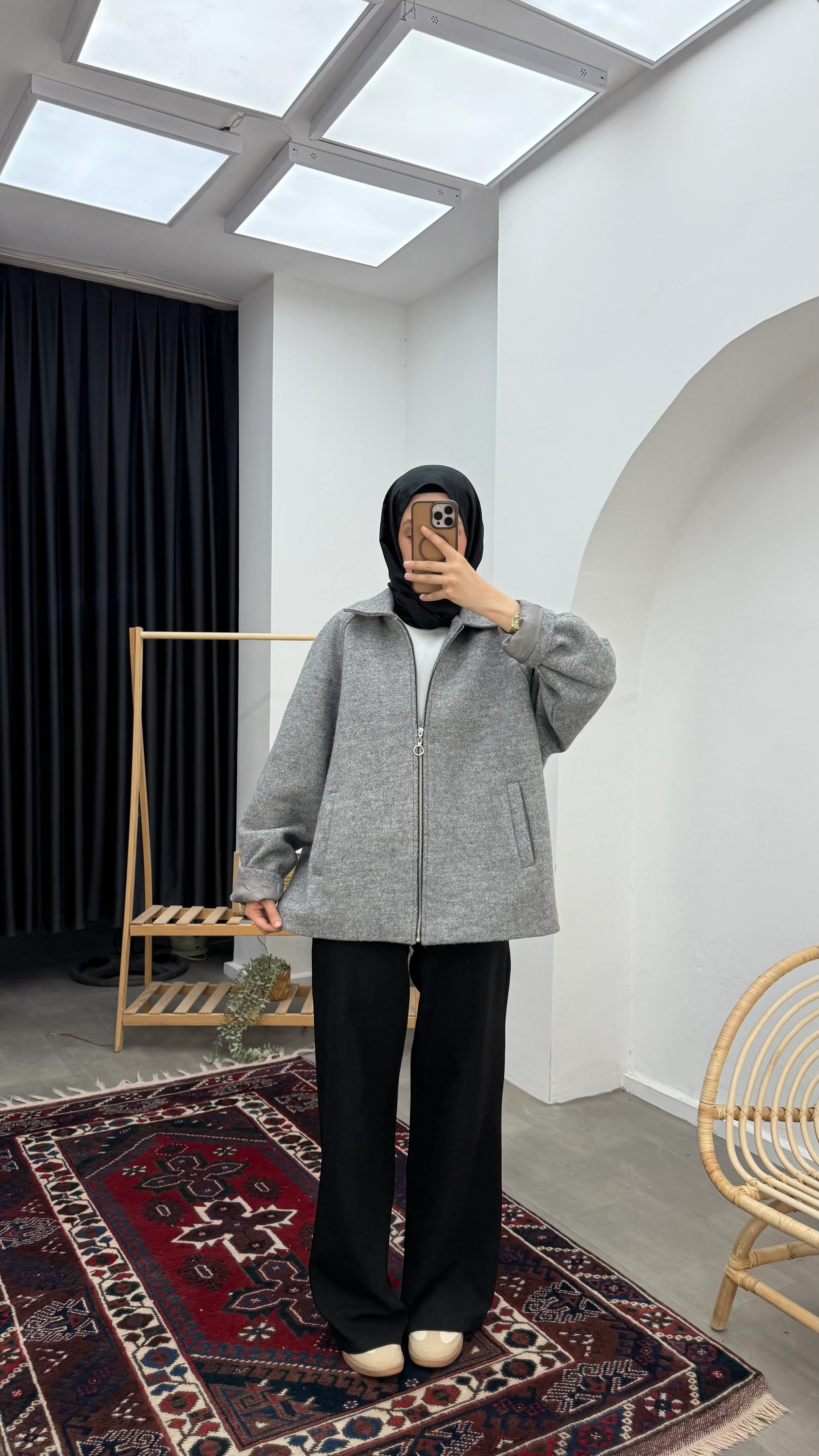 Premium Kaşe Kaban - Gri