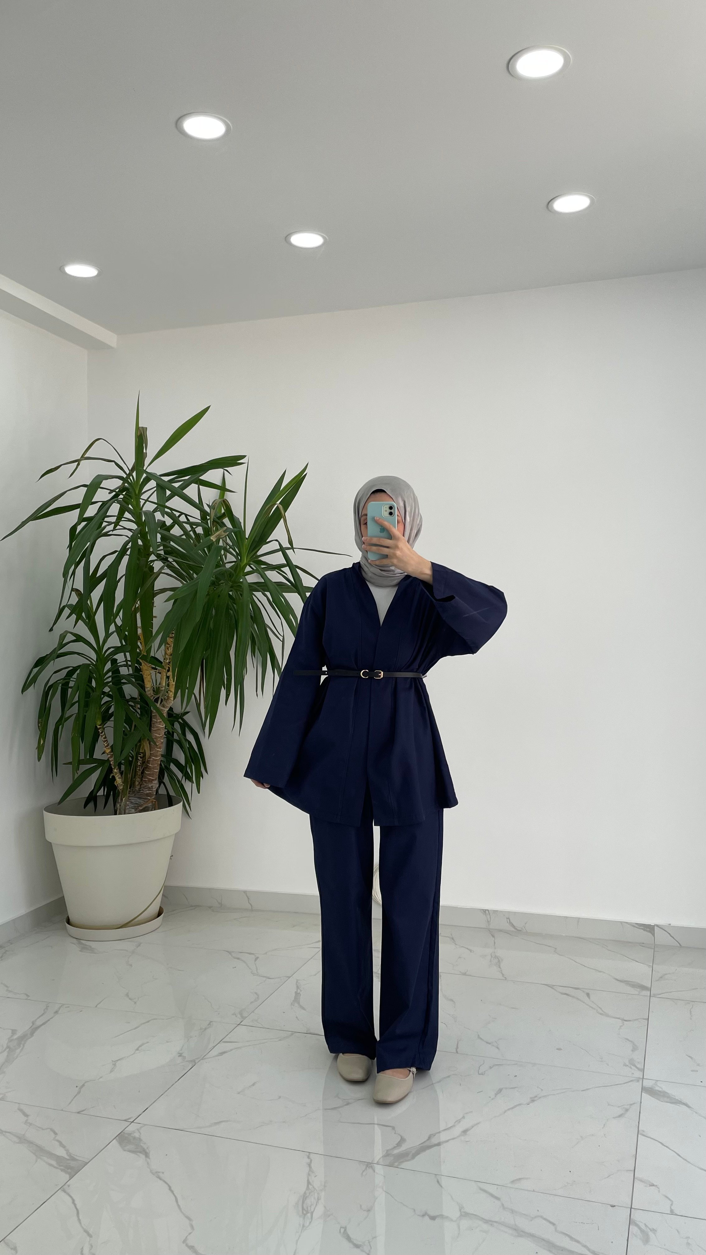 Gabardin Kemerli Takım - Lacivert