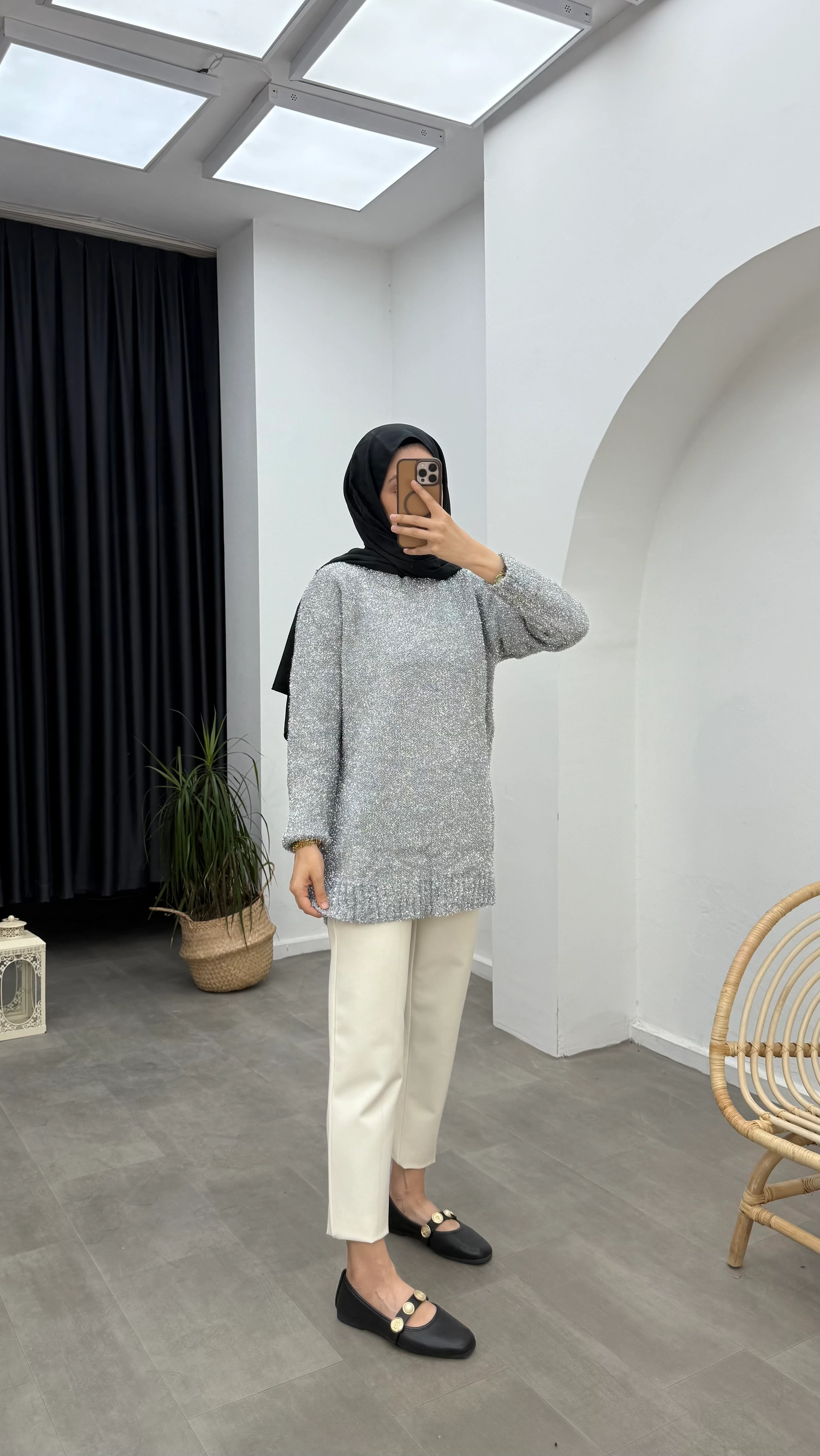 Hola Triko Simli Kazak - Gümüş