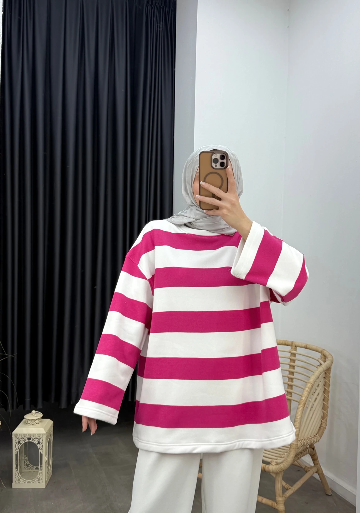 Basic Oversize Sweatshirt - Pembe