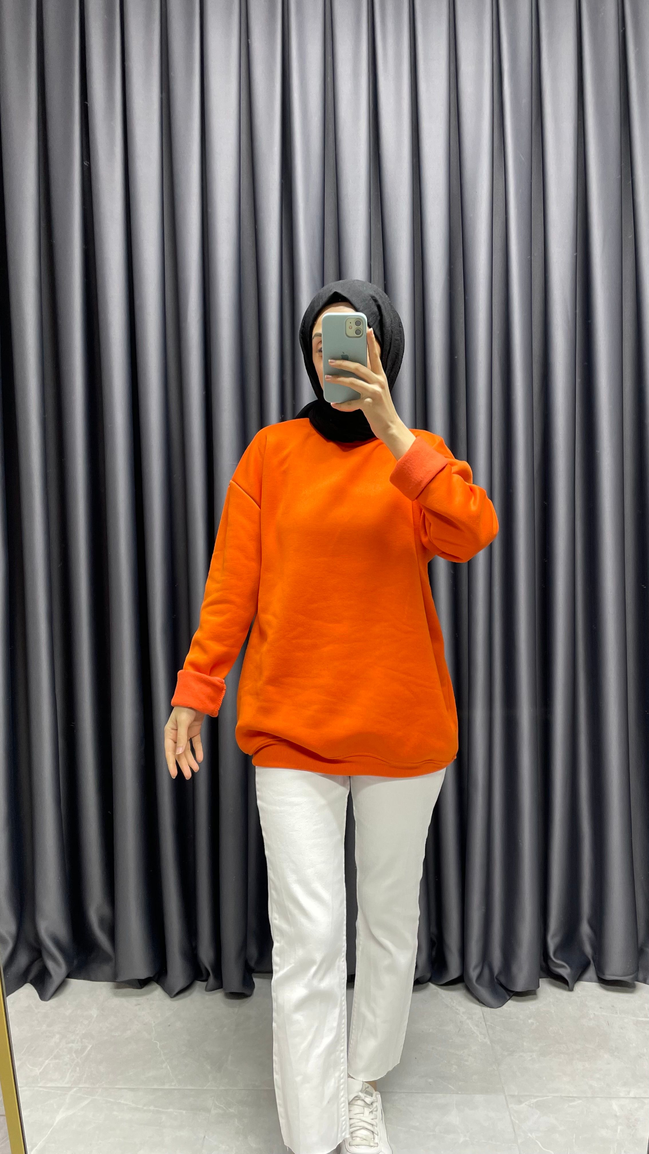 Basic Oversize Sweatshirt - Turuncu