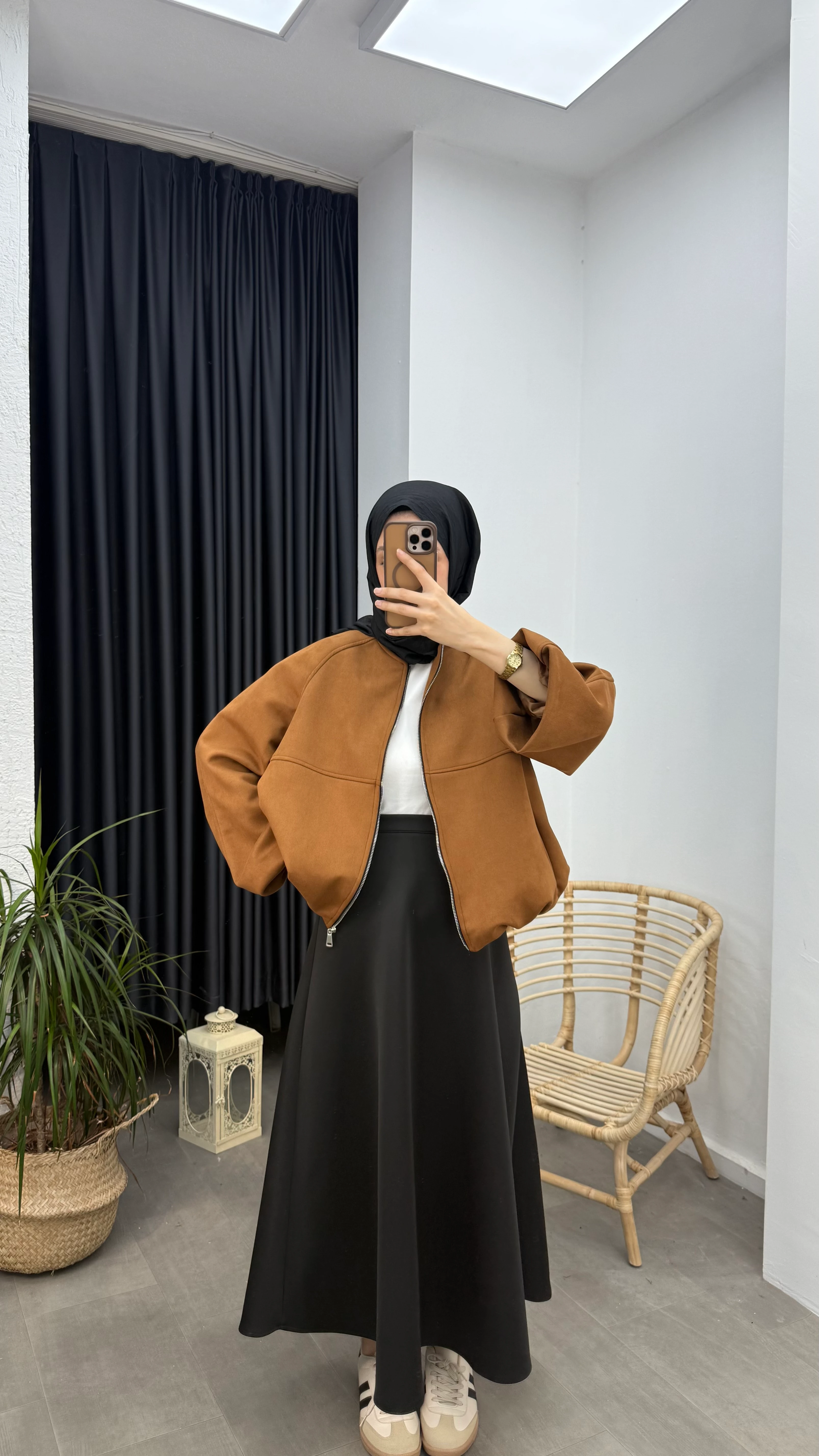 ZR Model Süet Bomber Ceket - Taba