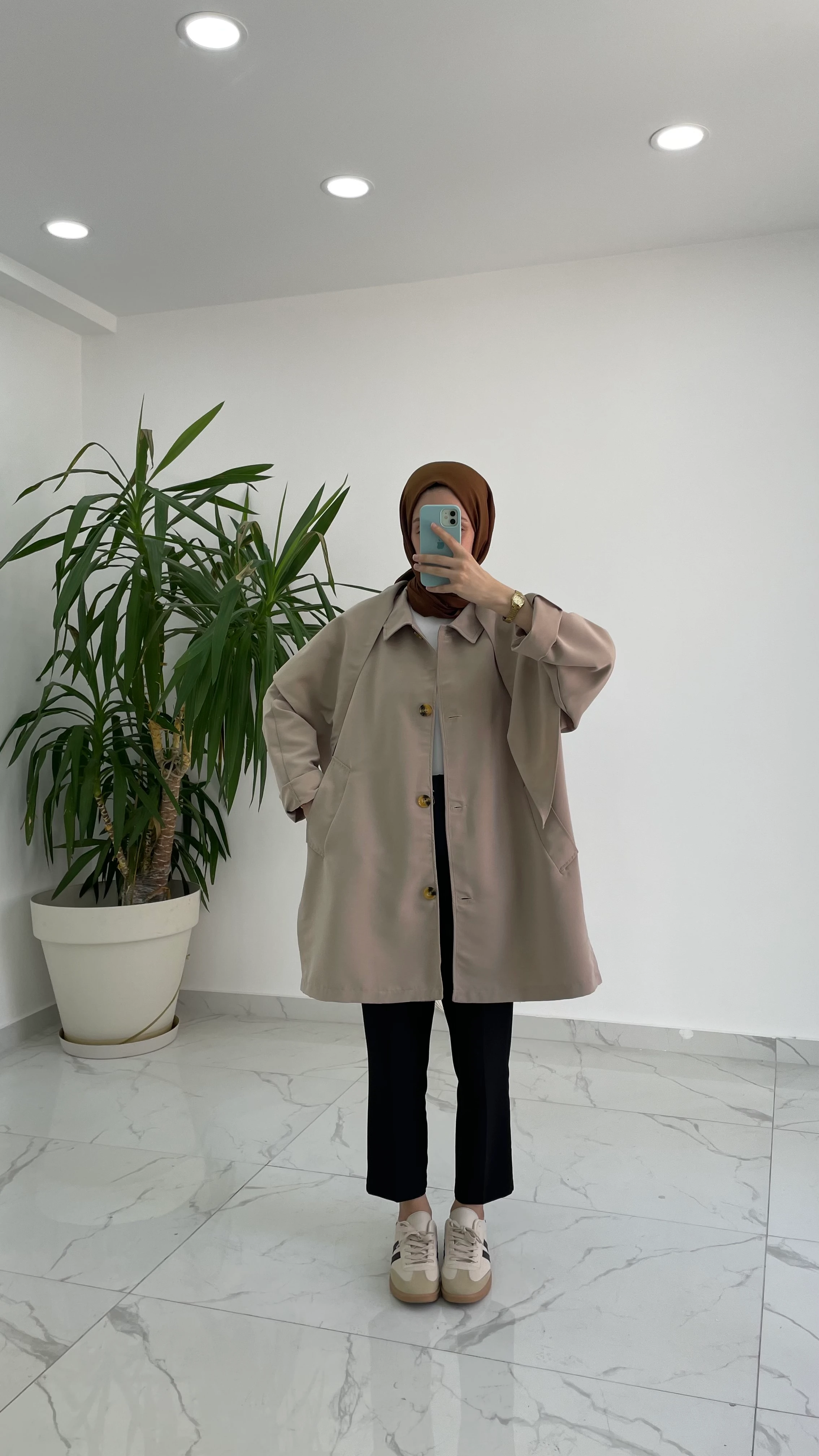 Pelerinli Premium Trençkot  - Camel