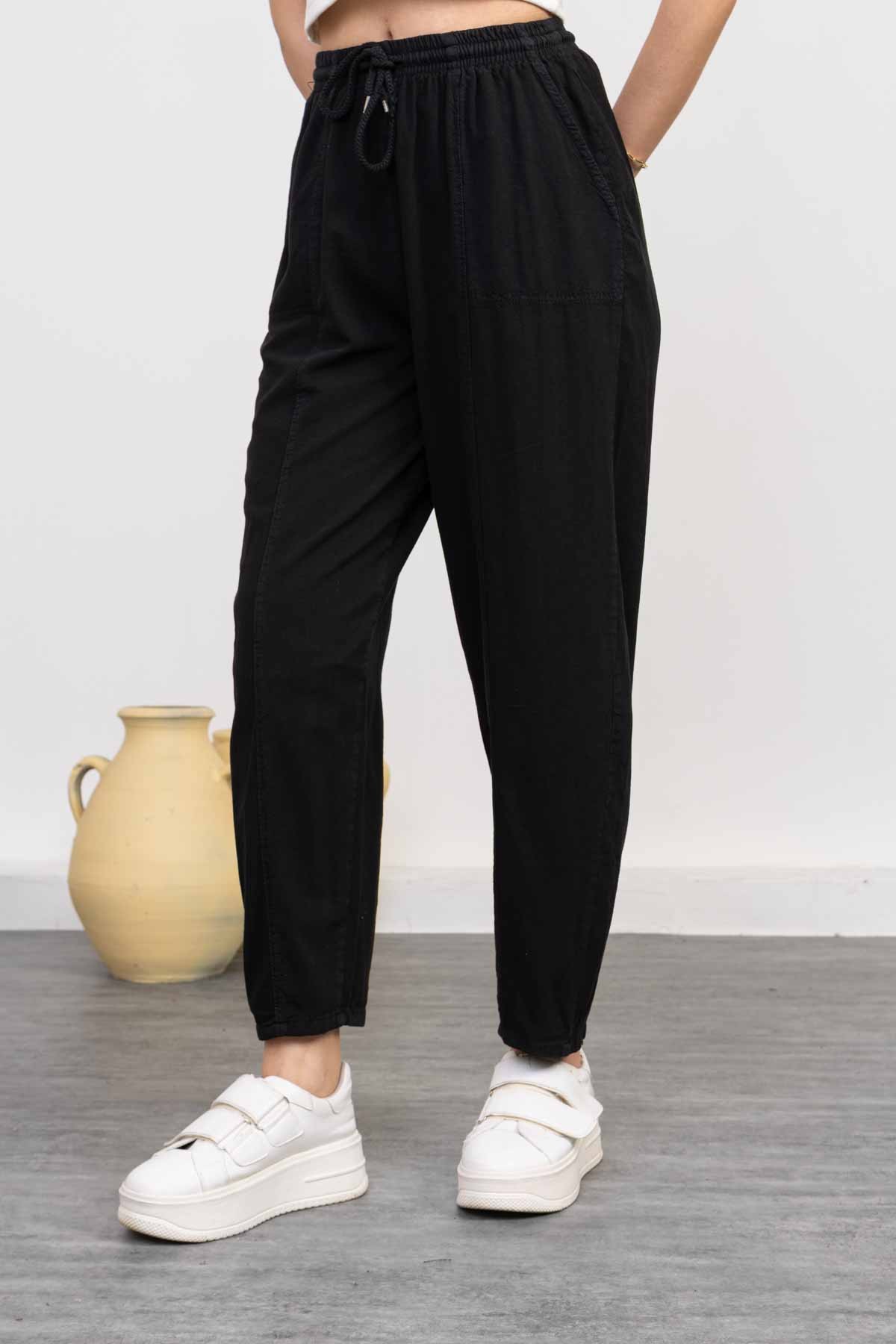 Keten Çımalı Şalvar Pantolon
