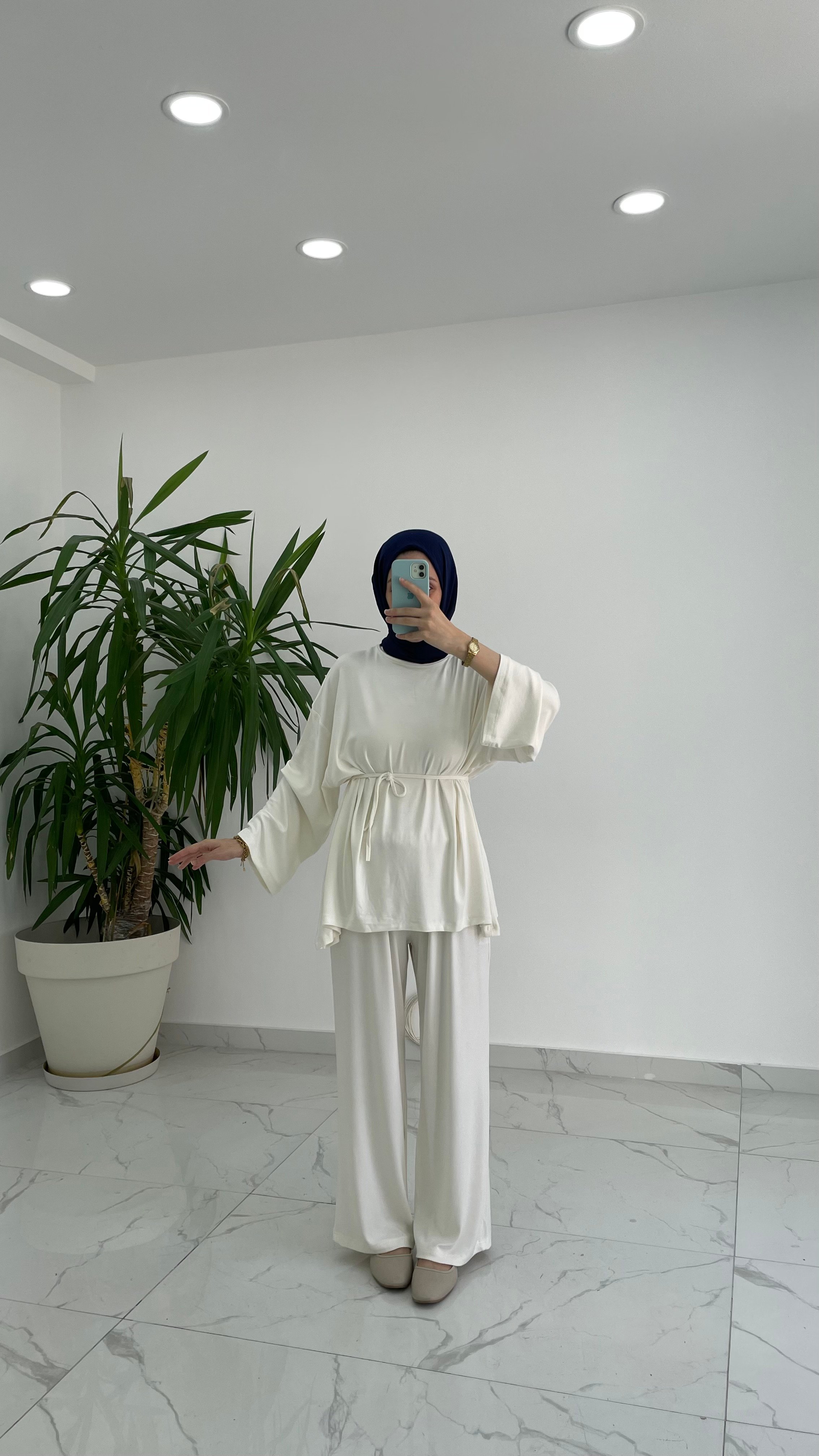 Buzy Bağlamalı Pantolon Takım - Ekru